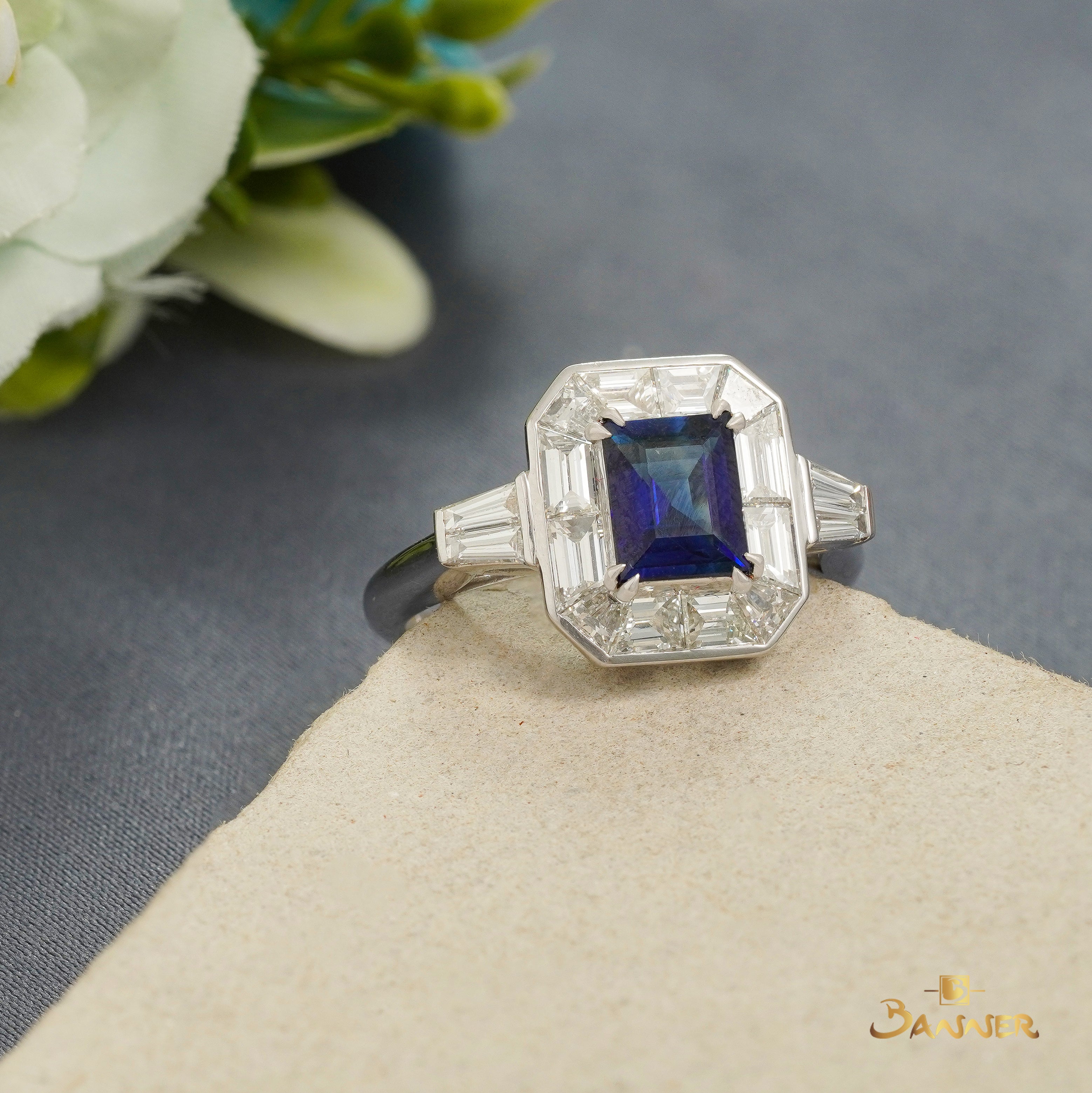 Sapphire and Baguette Diamond Men Ring(Sachin)