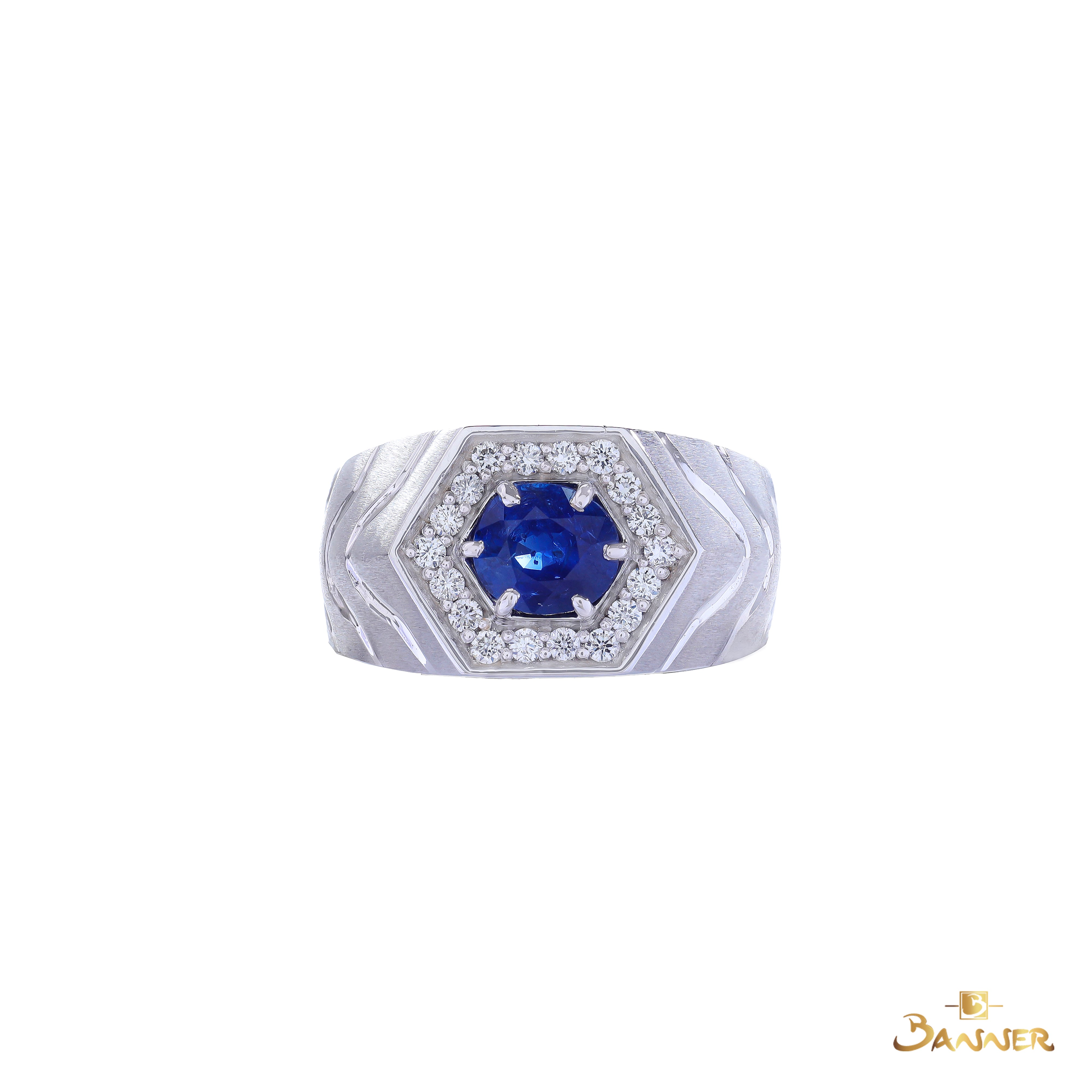 Sapphire and Diamond Men Ring