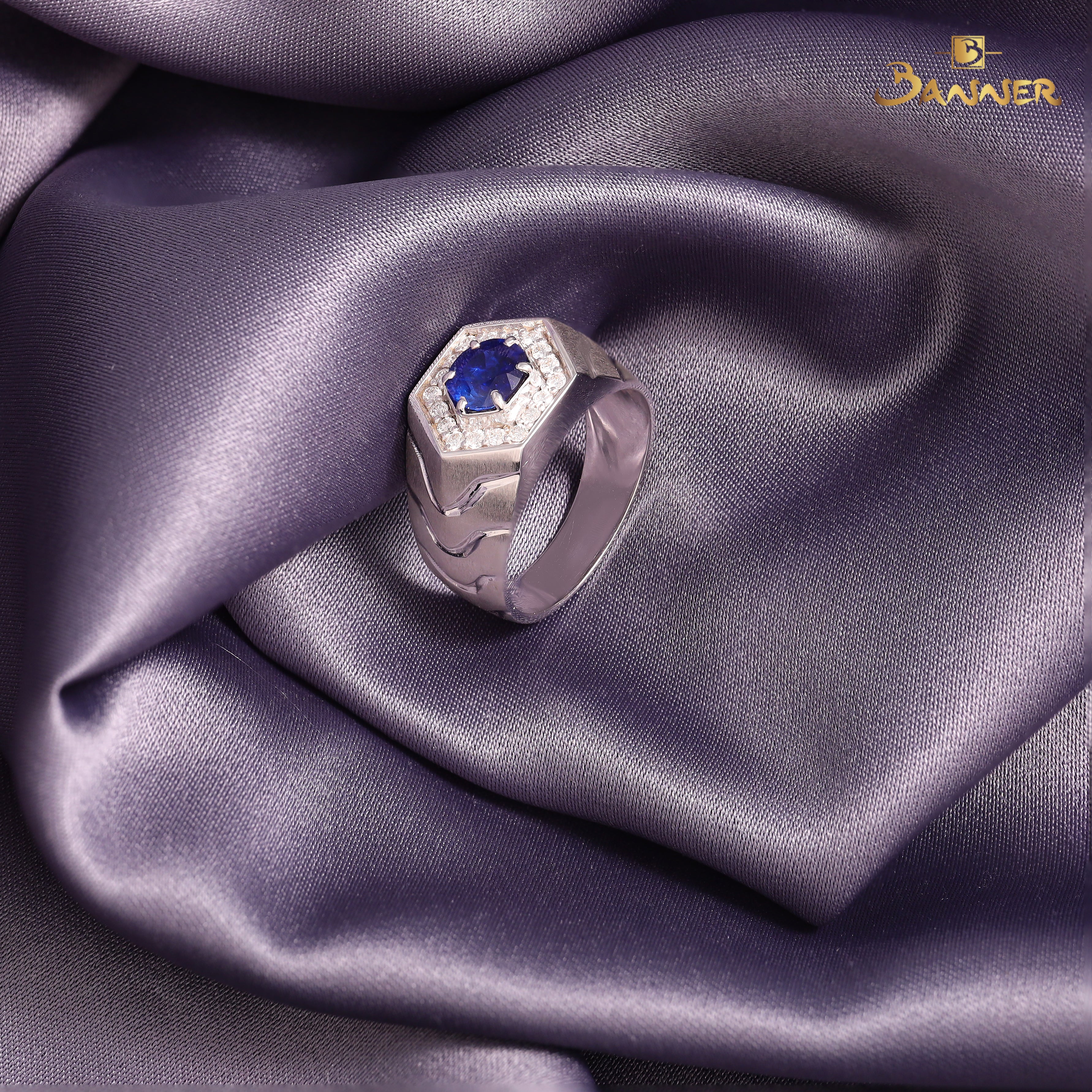 Sapphire and Diamond Men Ring