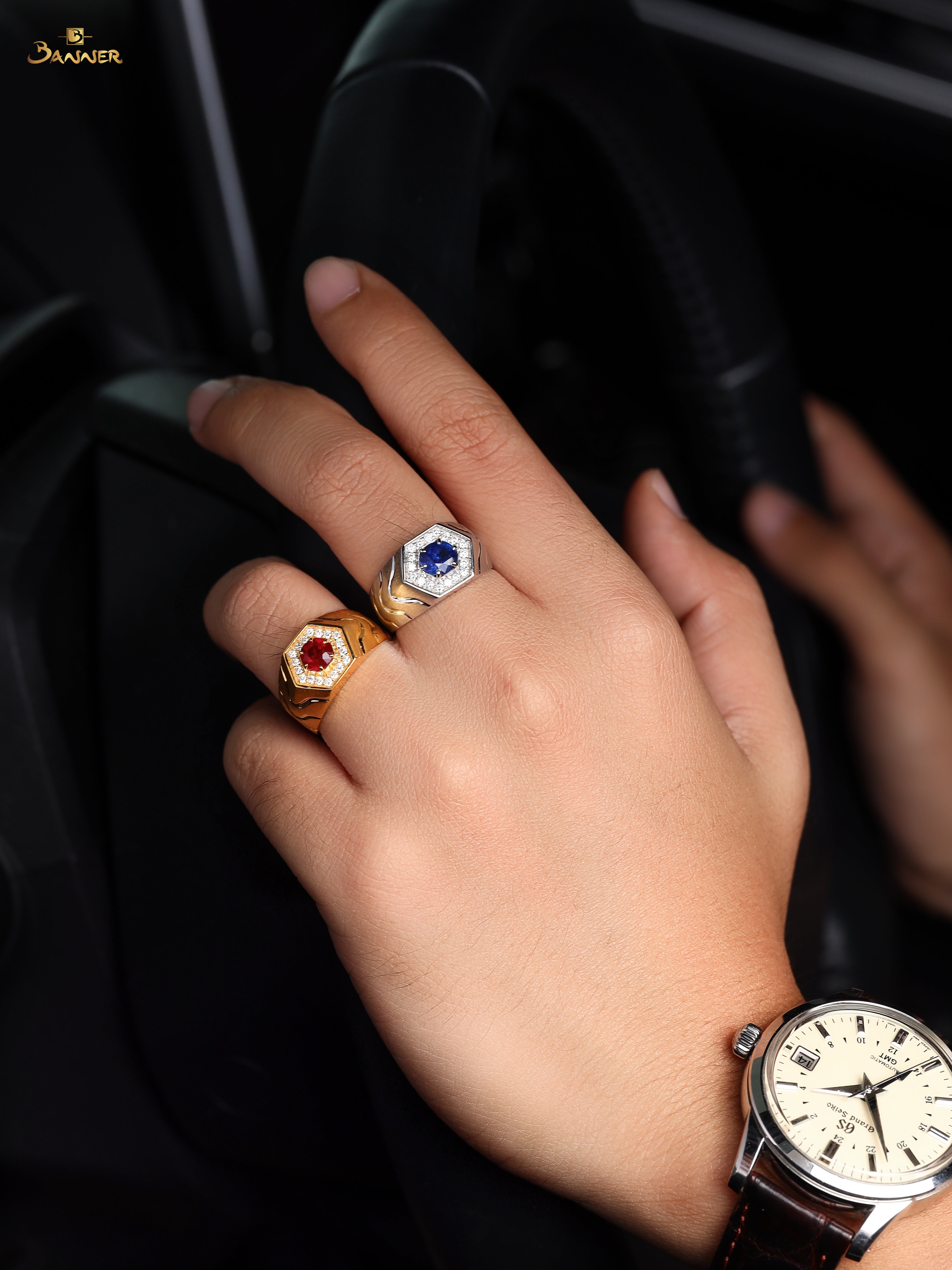 Sapphire and Diamond Men Ring