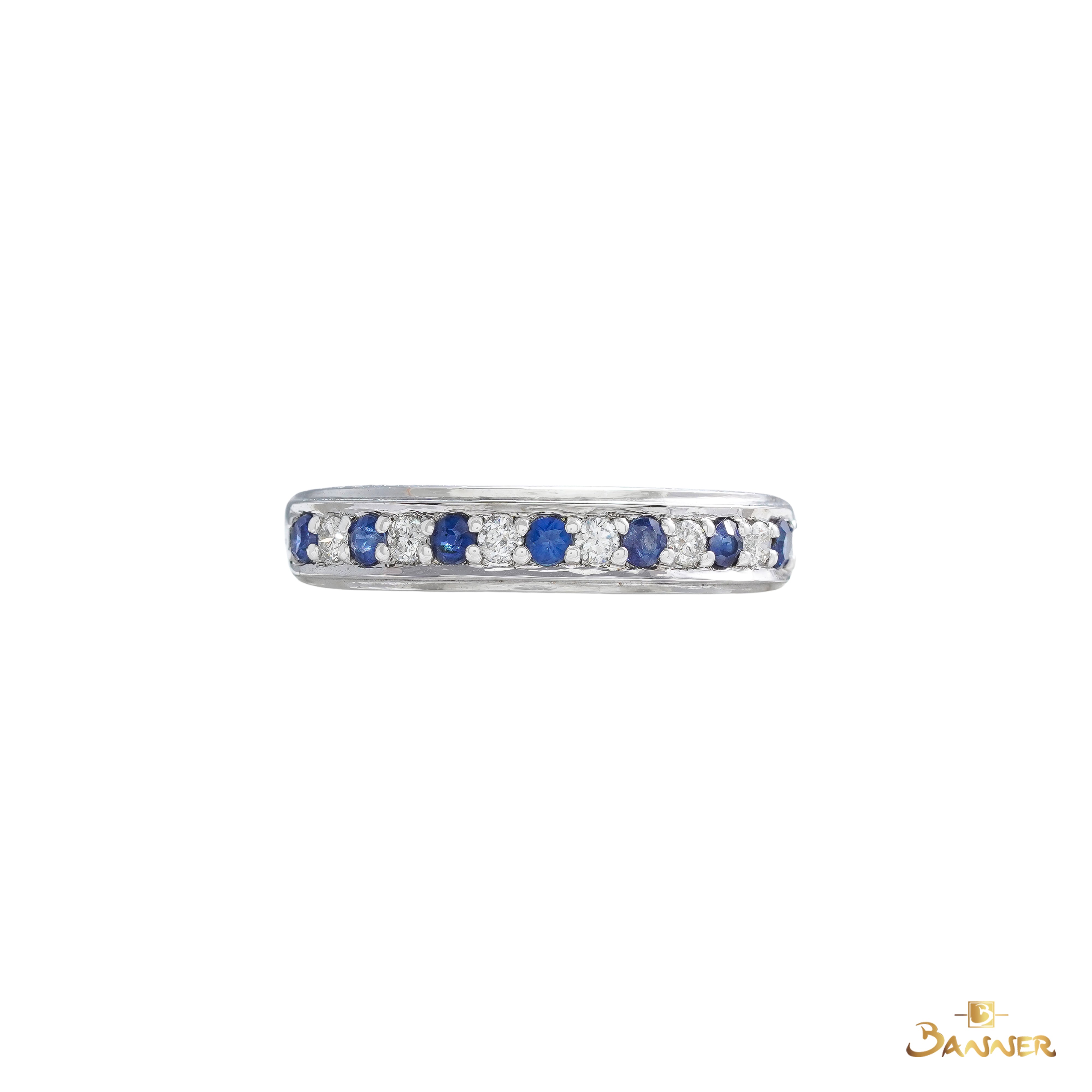 Sapphire and Diamond Alternate Pave Setting Ring
