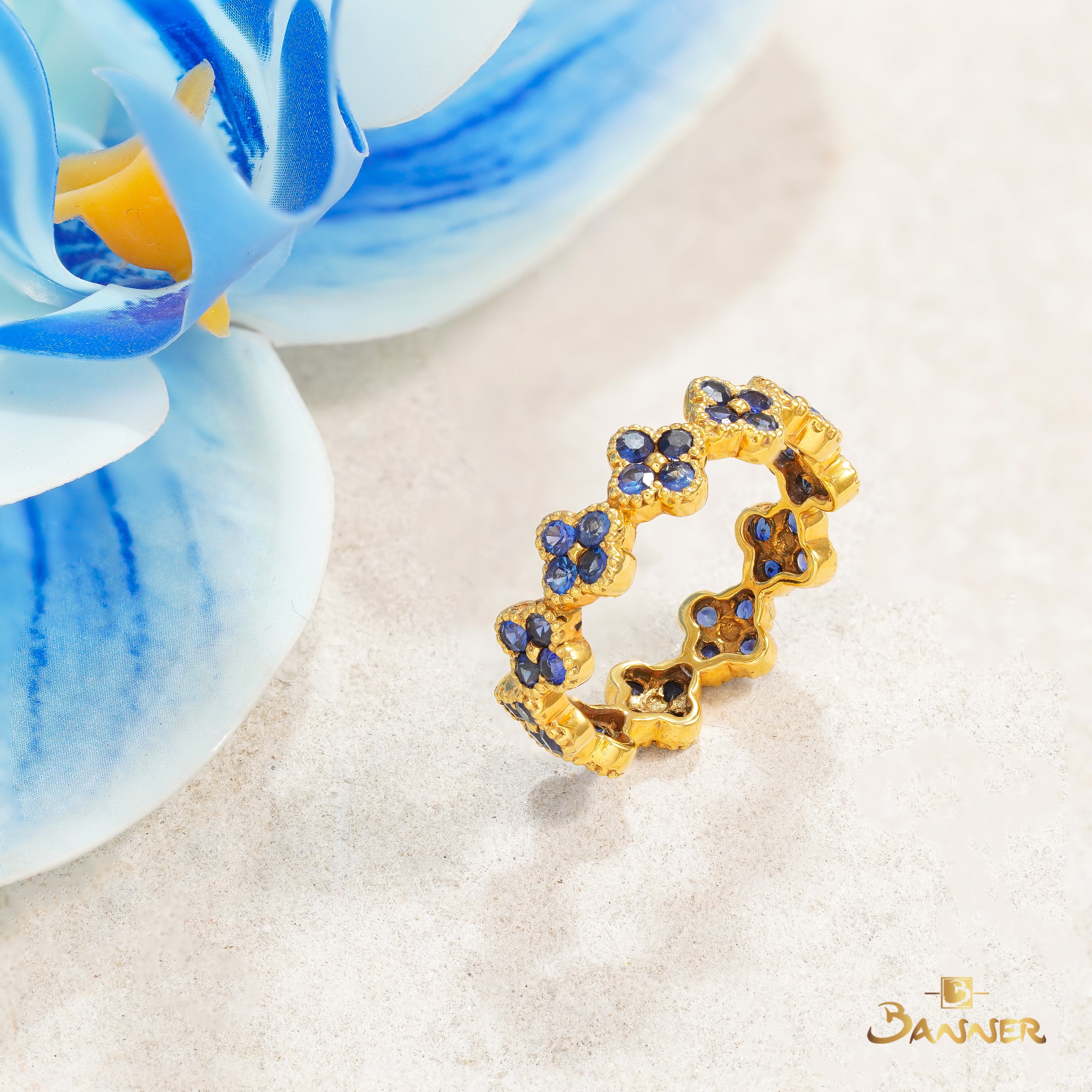Sapphire Clover Eternity Ring
