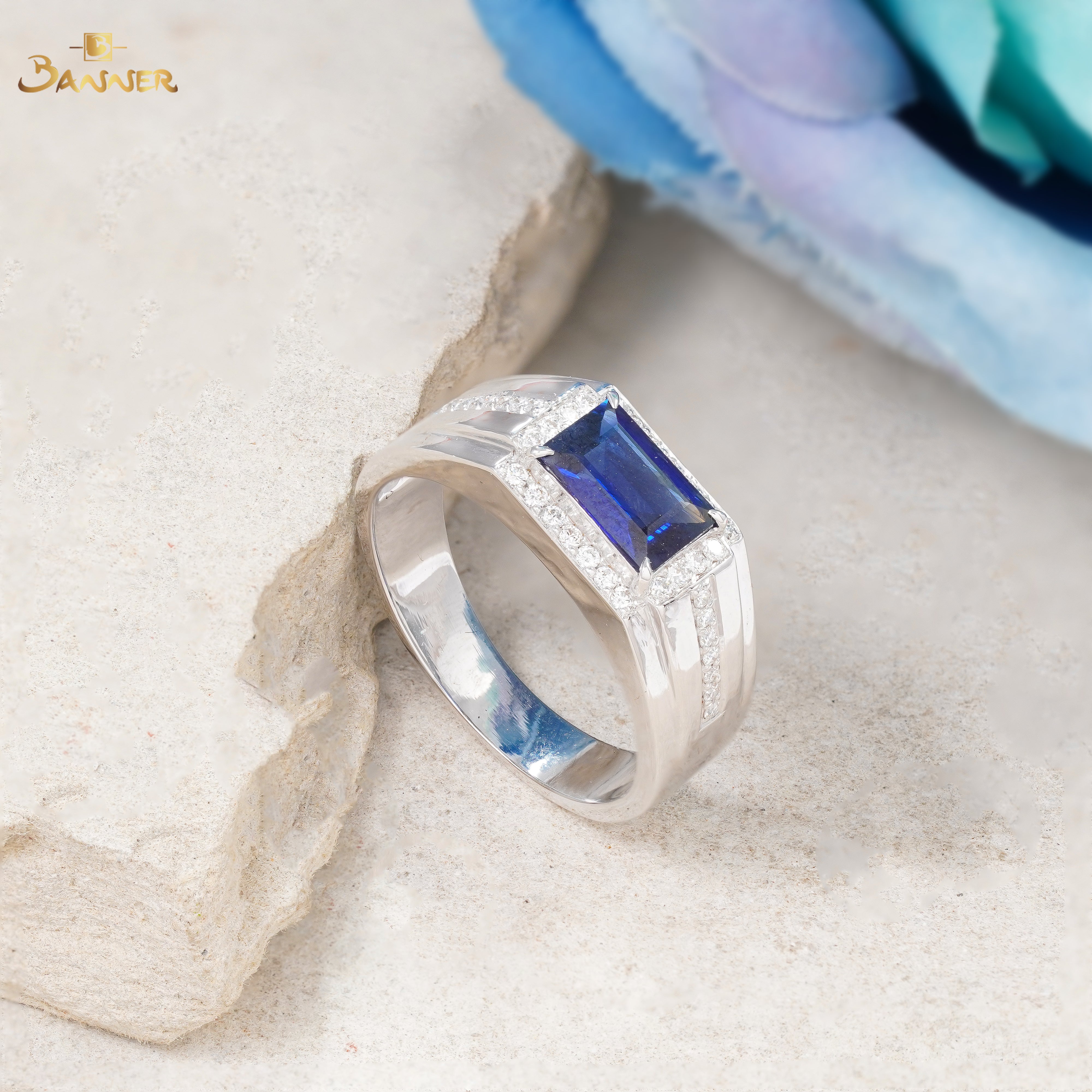 Sapphire and Diamond Men Ring