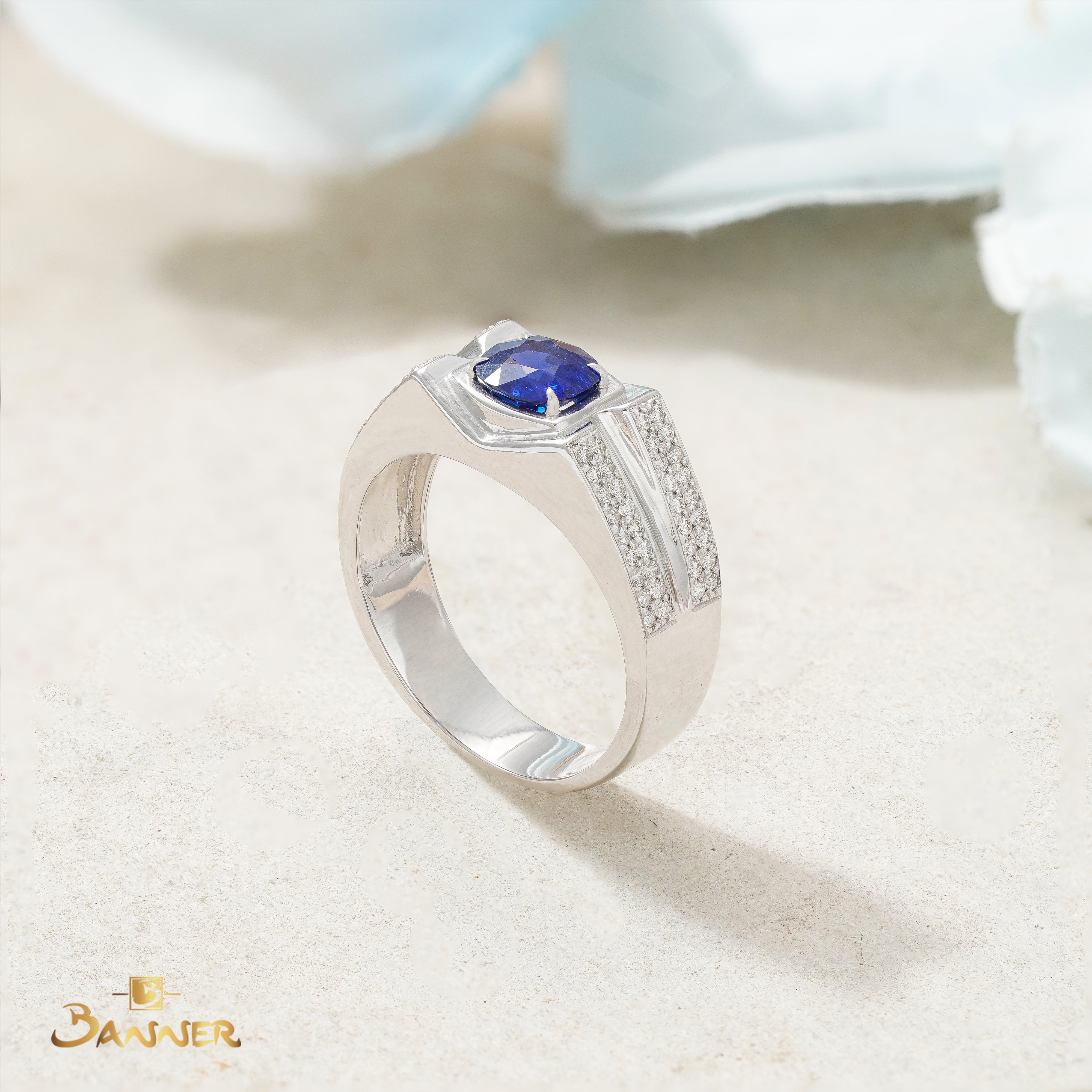 Sapphire and Diamond Men Ring
