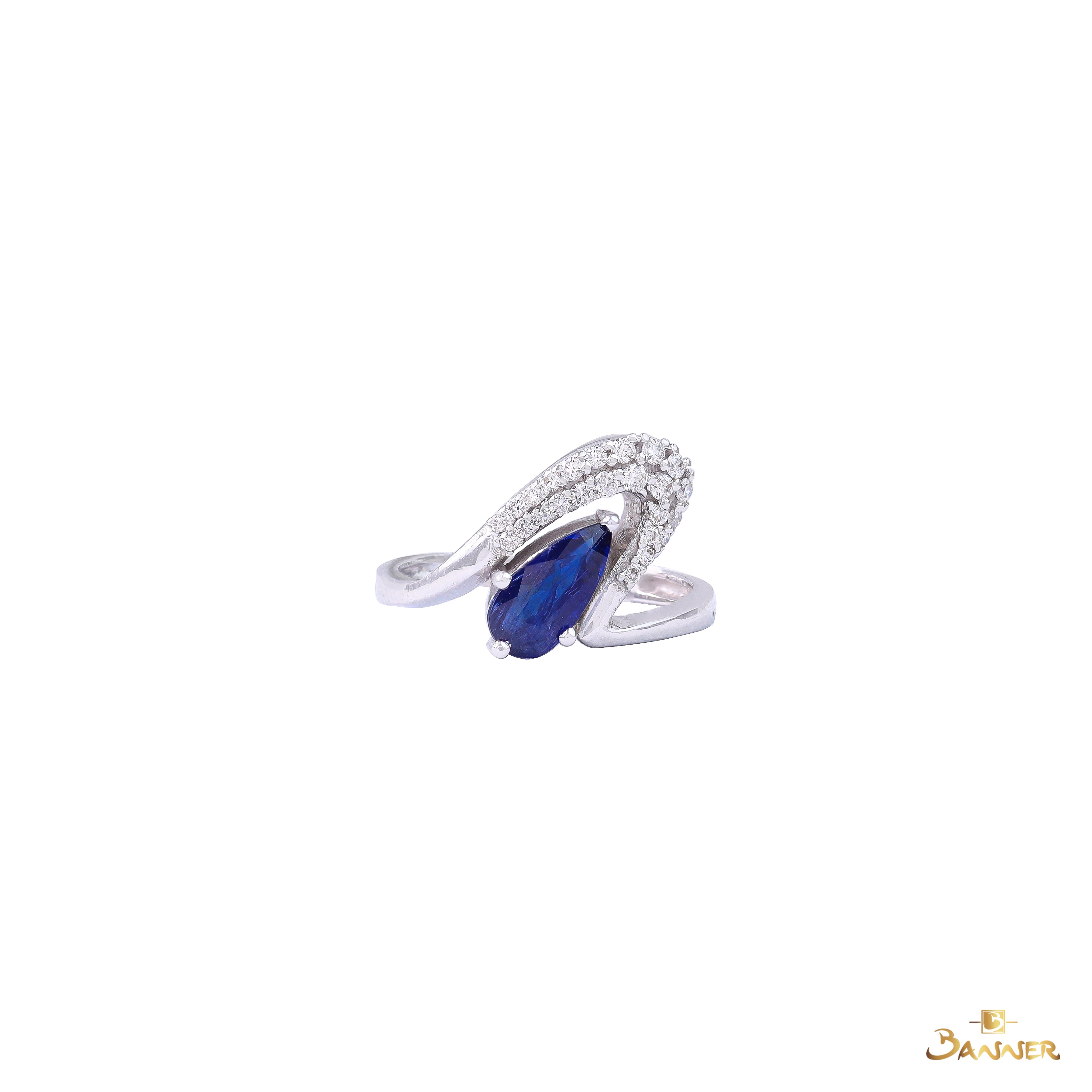 Sapphire and Diamond Swirl Ring