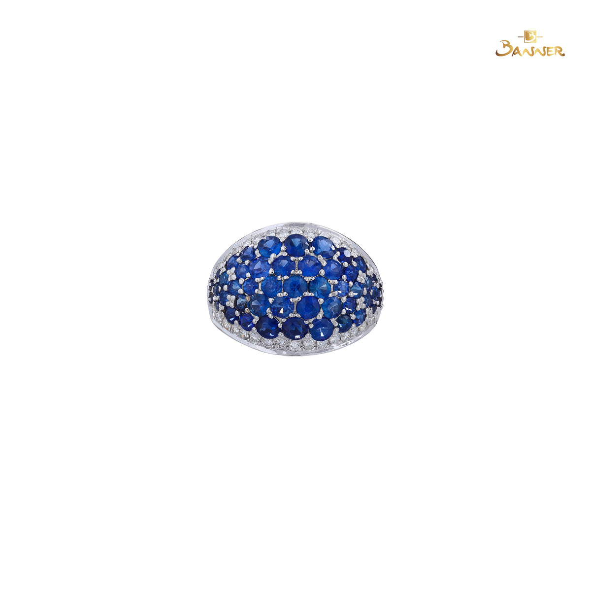 Sapphire and Diamond Gradient Ring