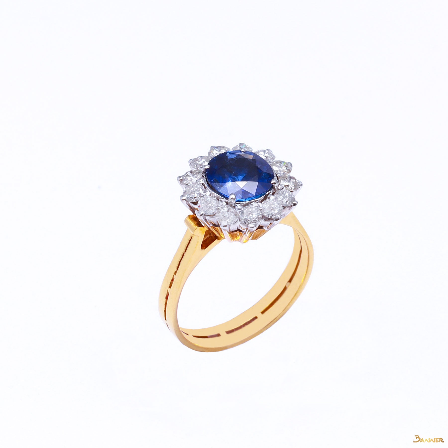 Sapphire and Diamond Sunflower Ring