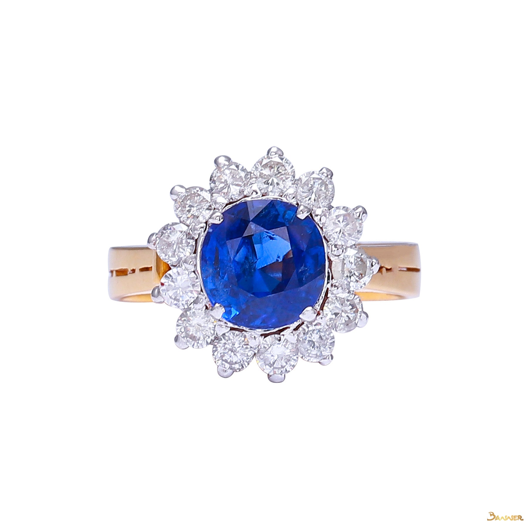 Sapphire and Diamond Sunflower Ring