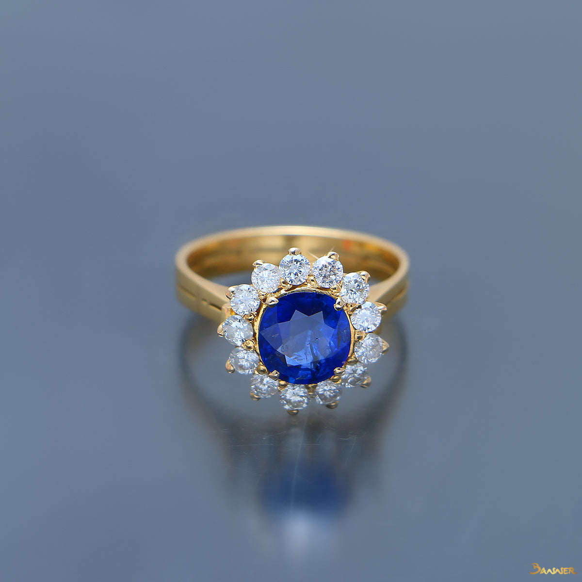 Sapphire and Diamond Sunflower Ring