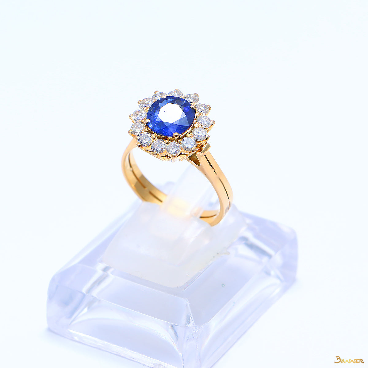 Sapphire and Diamond Sunflower Ring