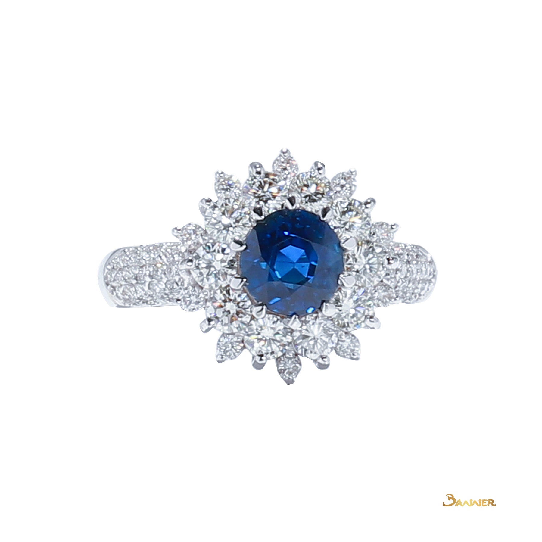 Sapphire and Diamond Sunflower Ring