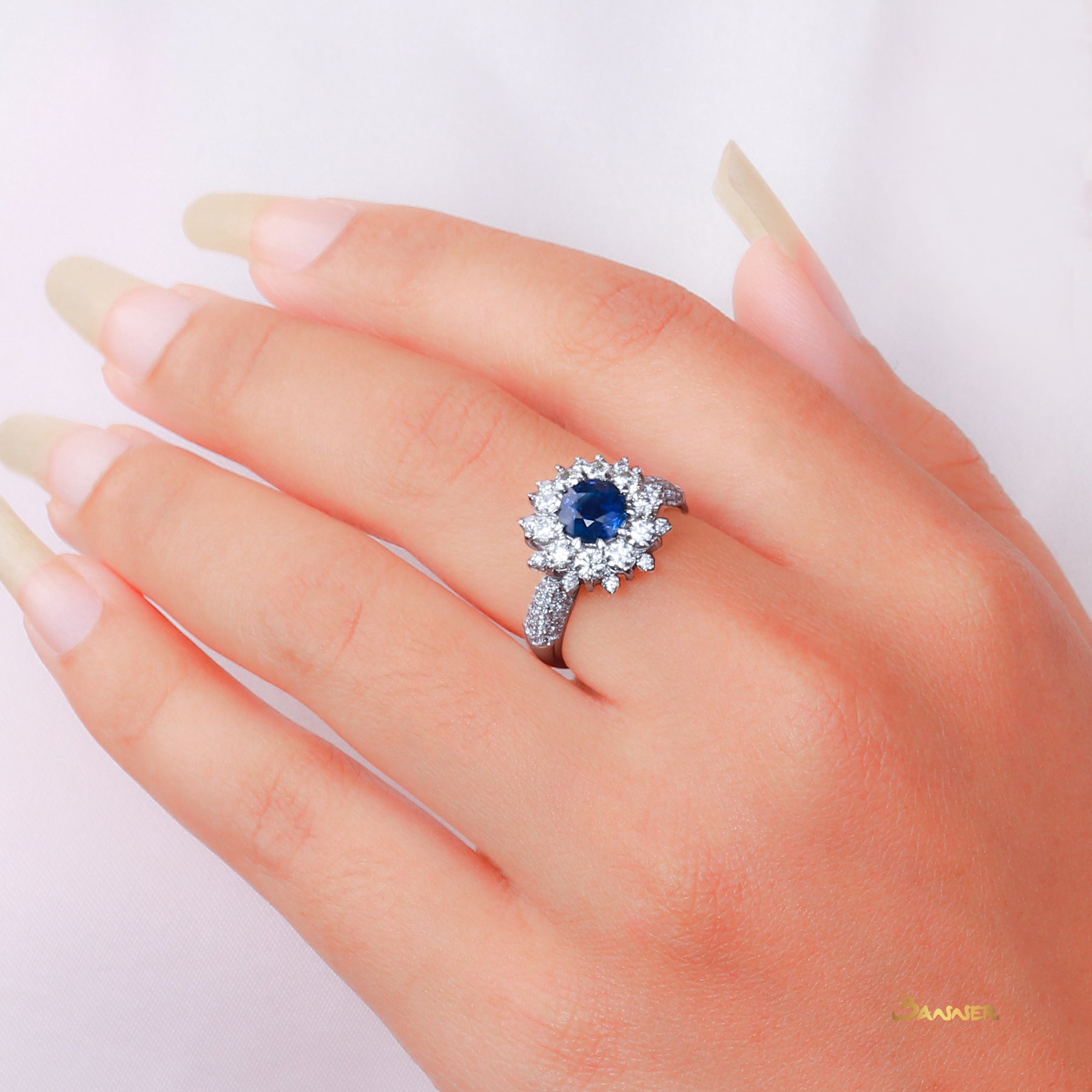 Sapphire and Diamond Sunflower Ring