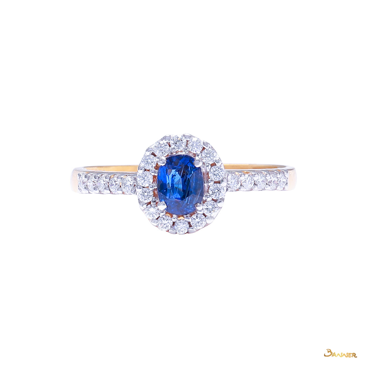 Sapphire and Diamond Halo Ring