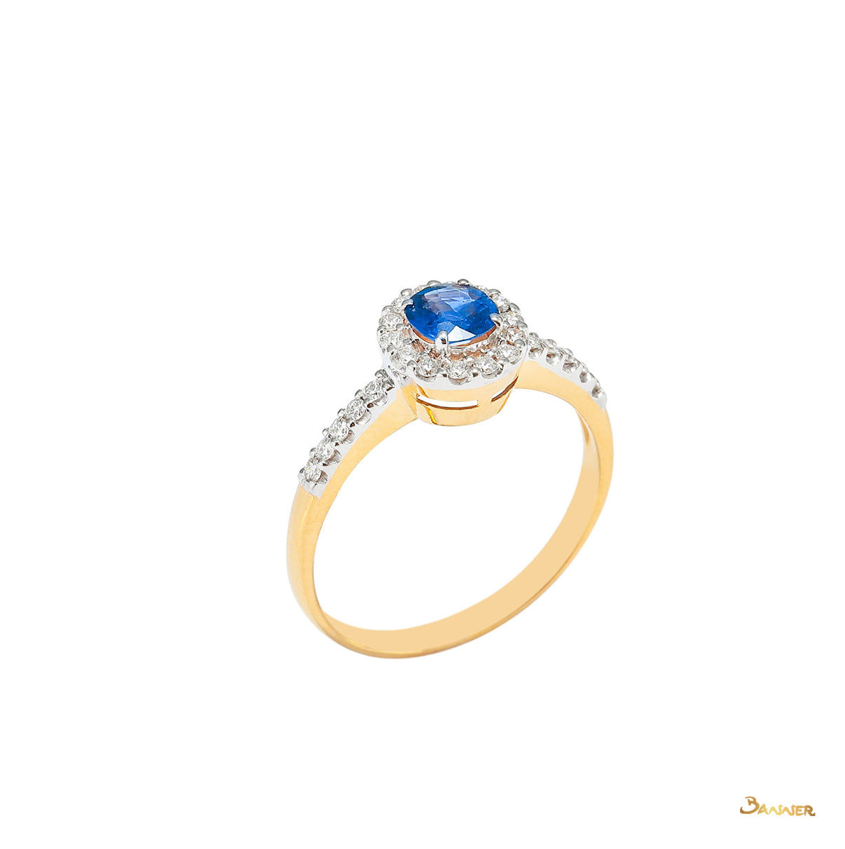 Sapphire and Diamond Halo Ring