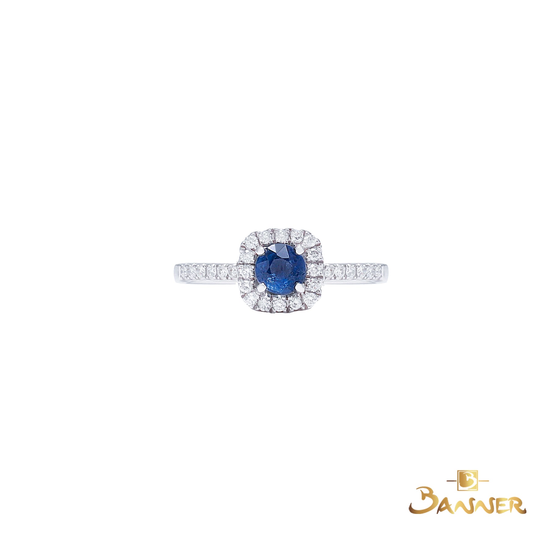 Sapphire and Diamond Halo Ring