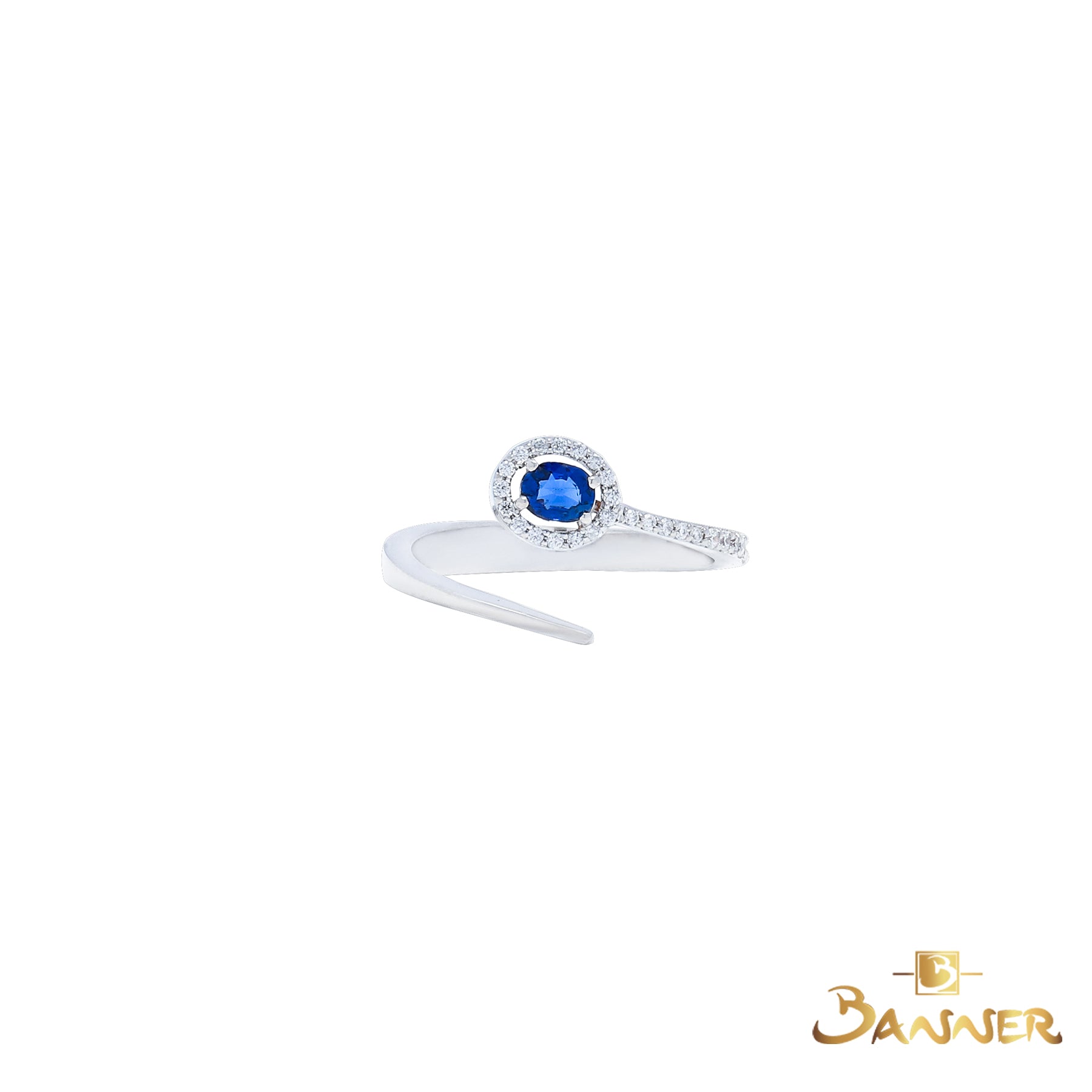 Sapphire and Diamond Halo Ring