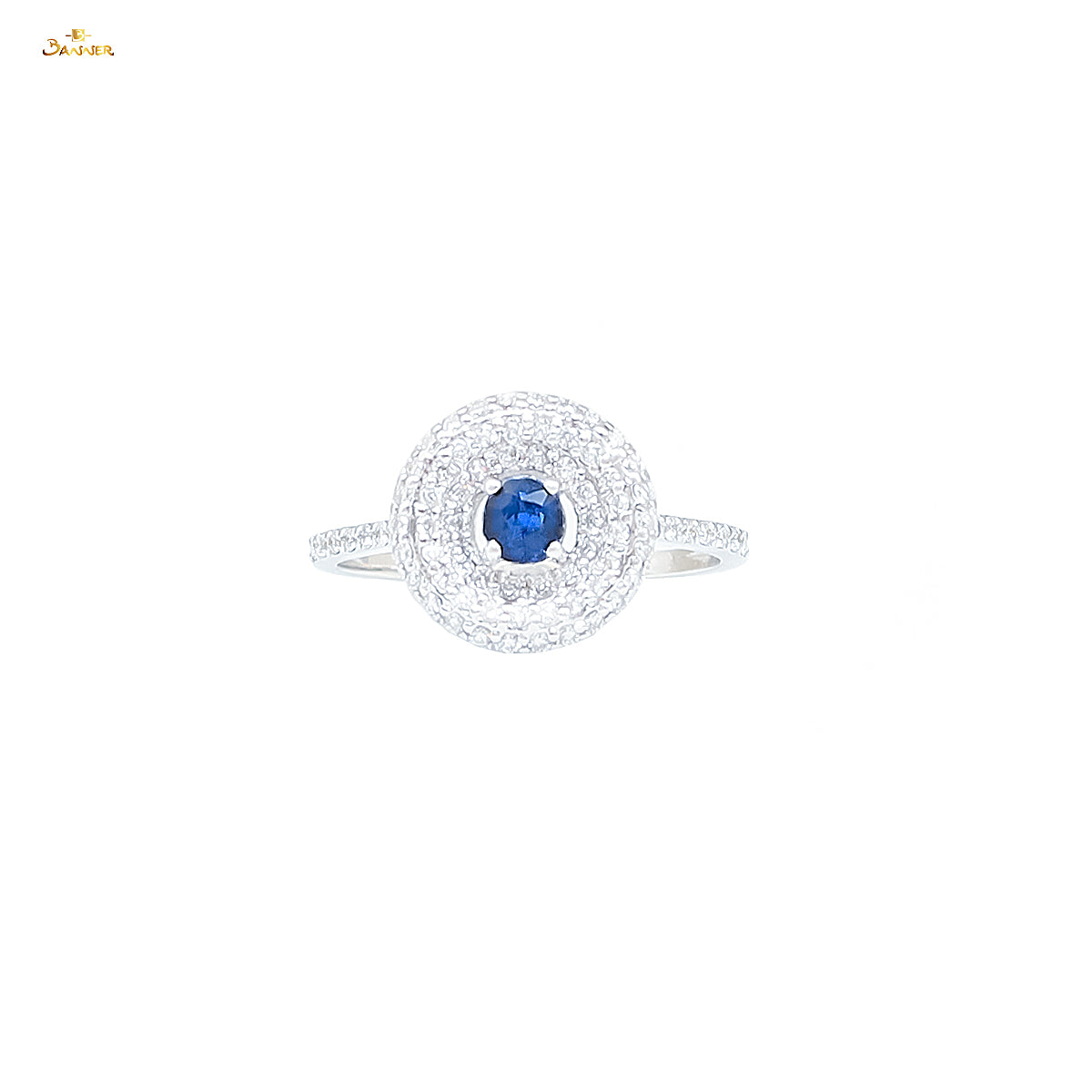 Sapphire and Diamond Triple Halo Ring