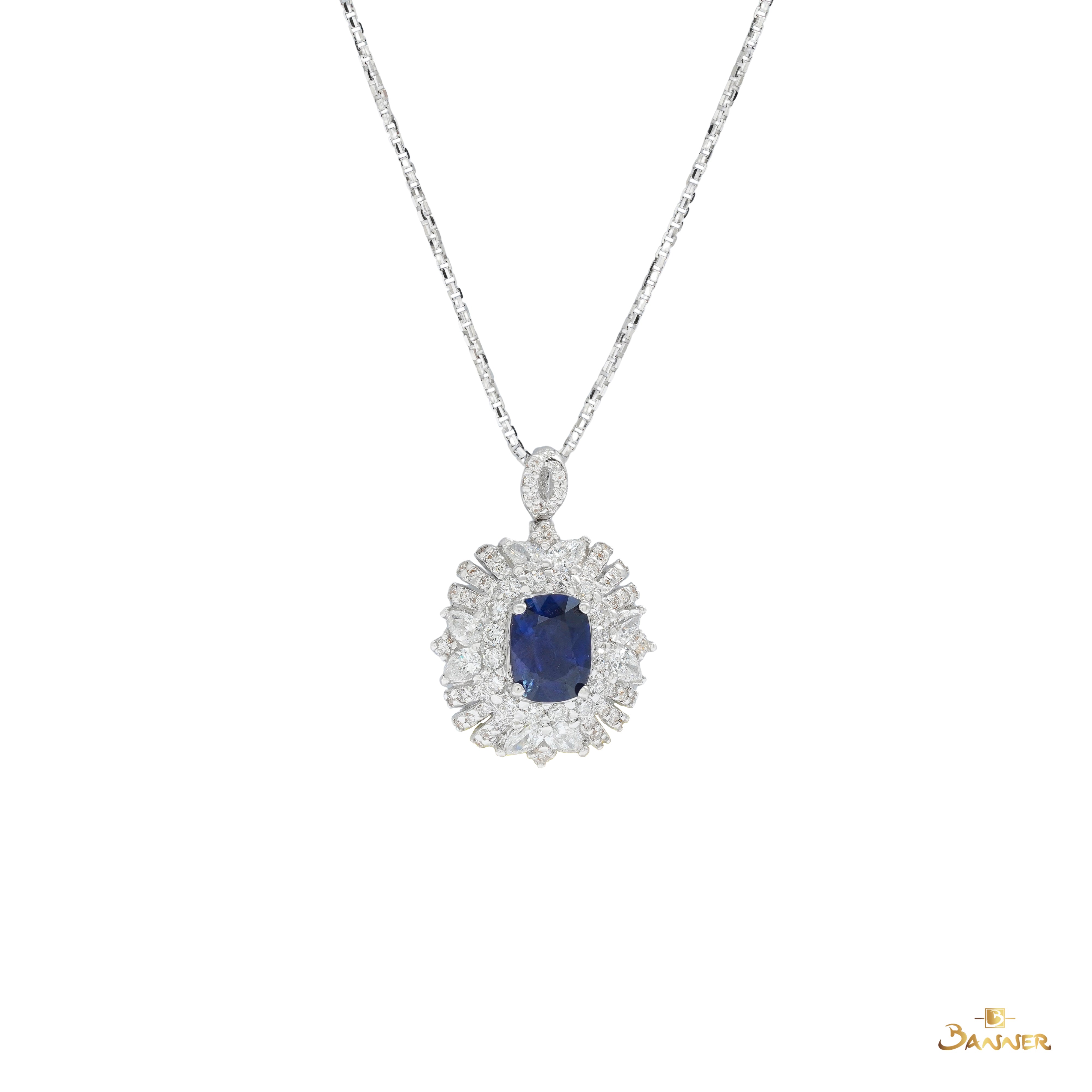 Sapphire and Diamond 2-ways Elegant Ring/ Pendant