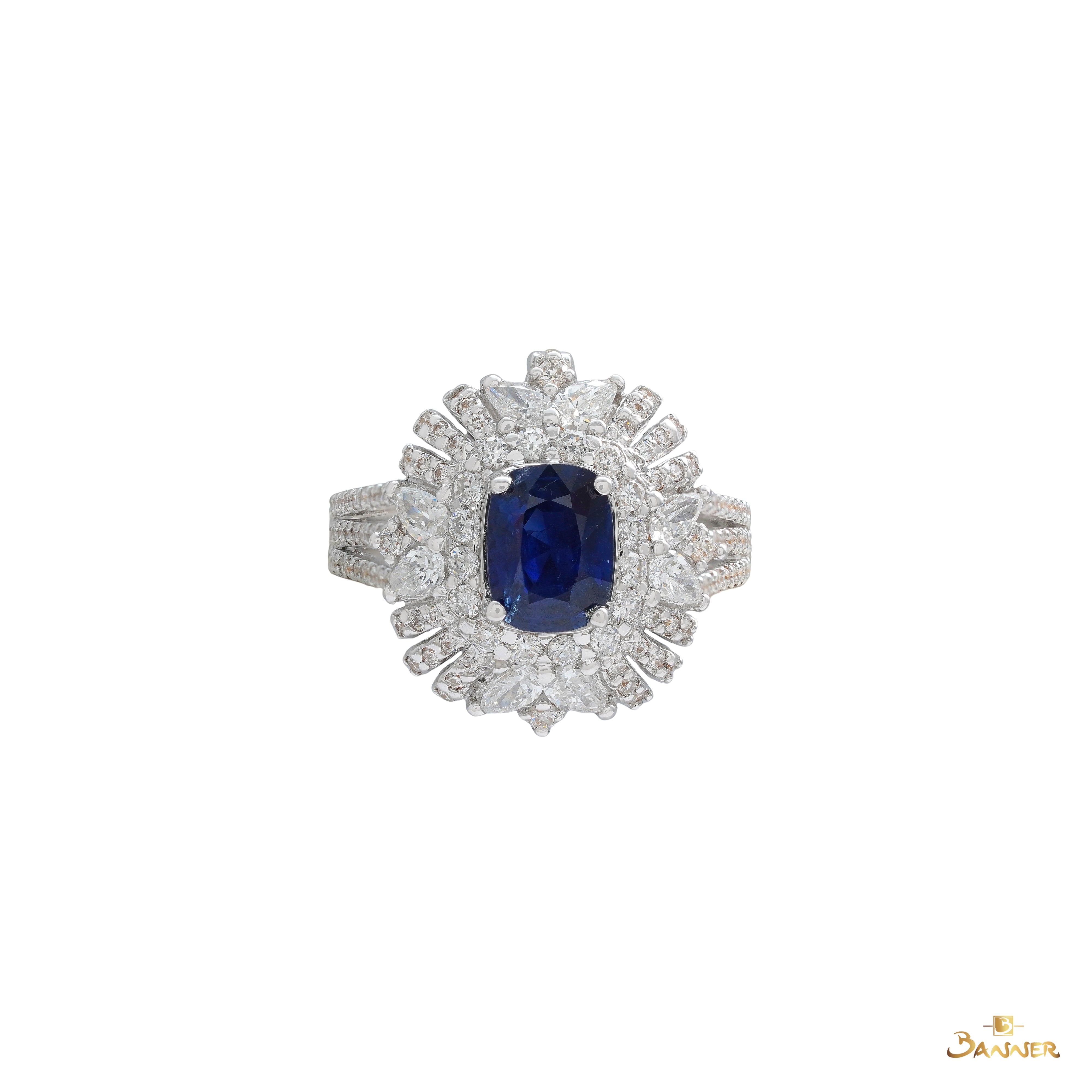 Sapphire and Diamond 2-ways Elegant Ring/ Pendant