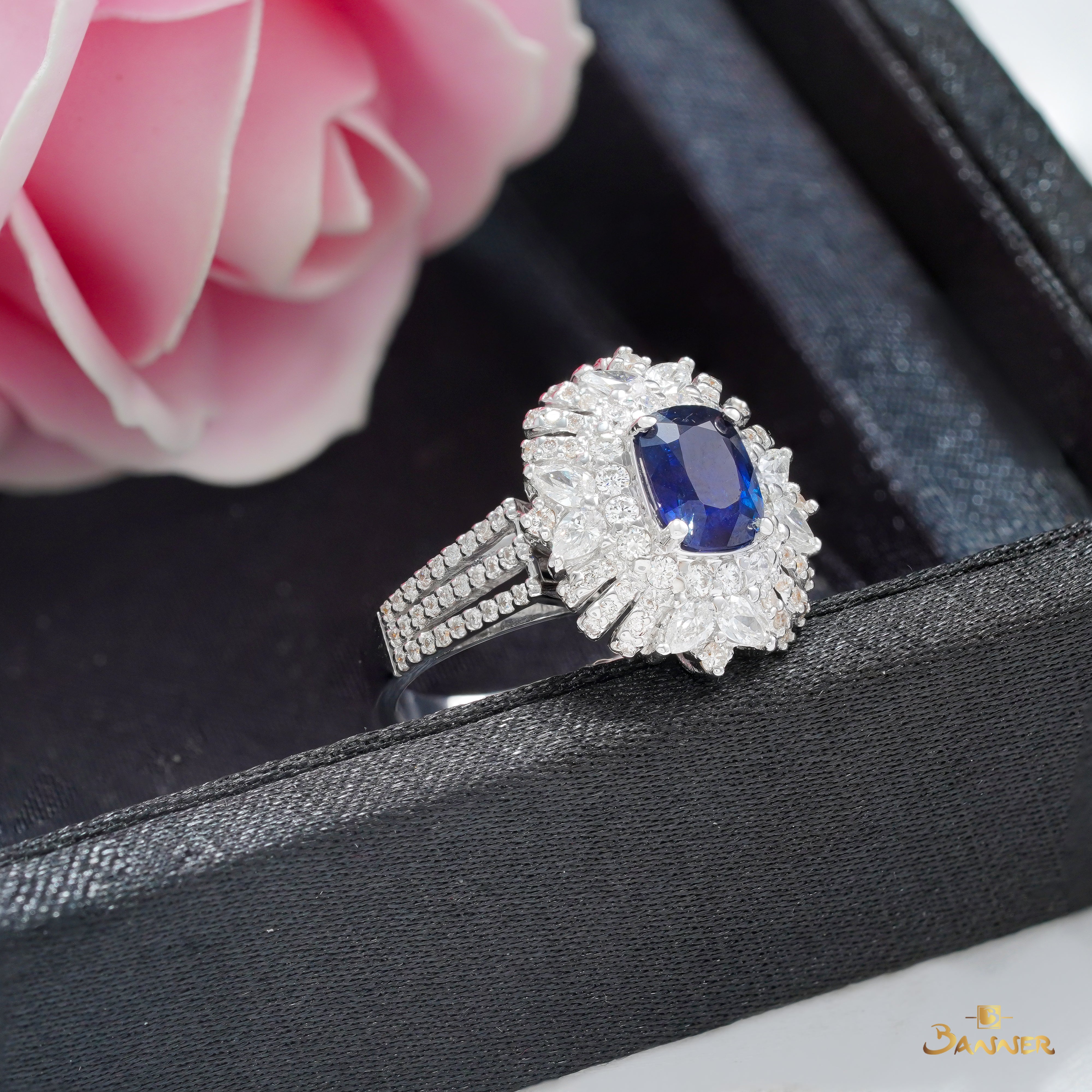 Sapphire and Diamond 2-ways Elegant Ring/ Pendant