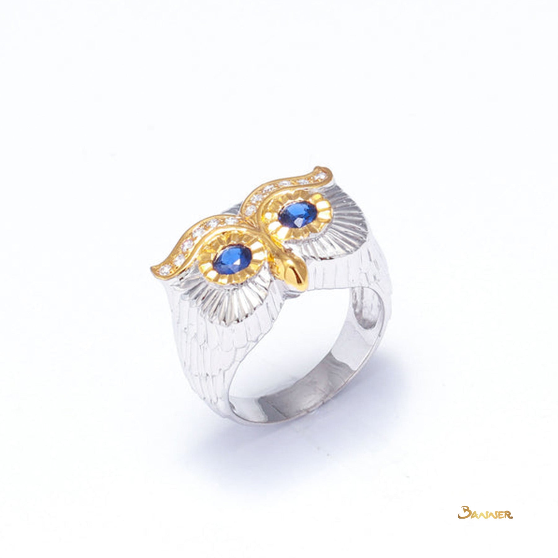 Sapphire and Diamond Owl Ring