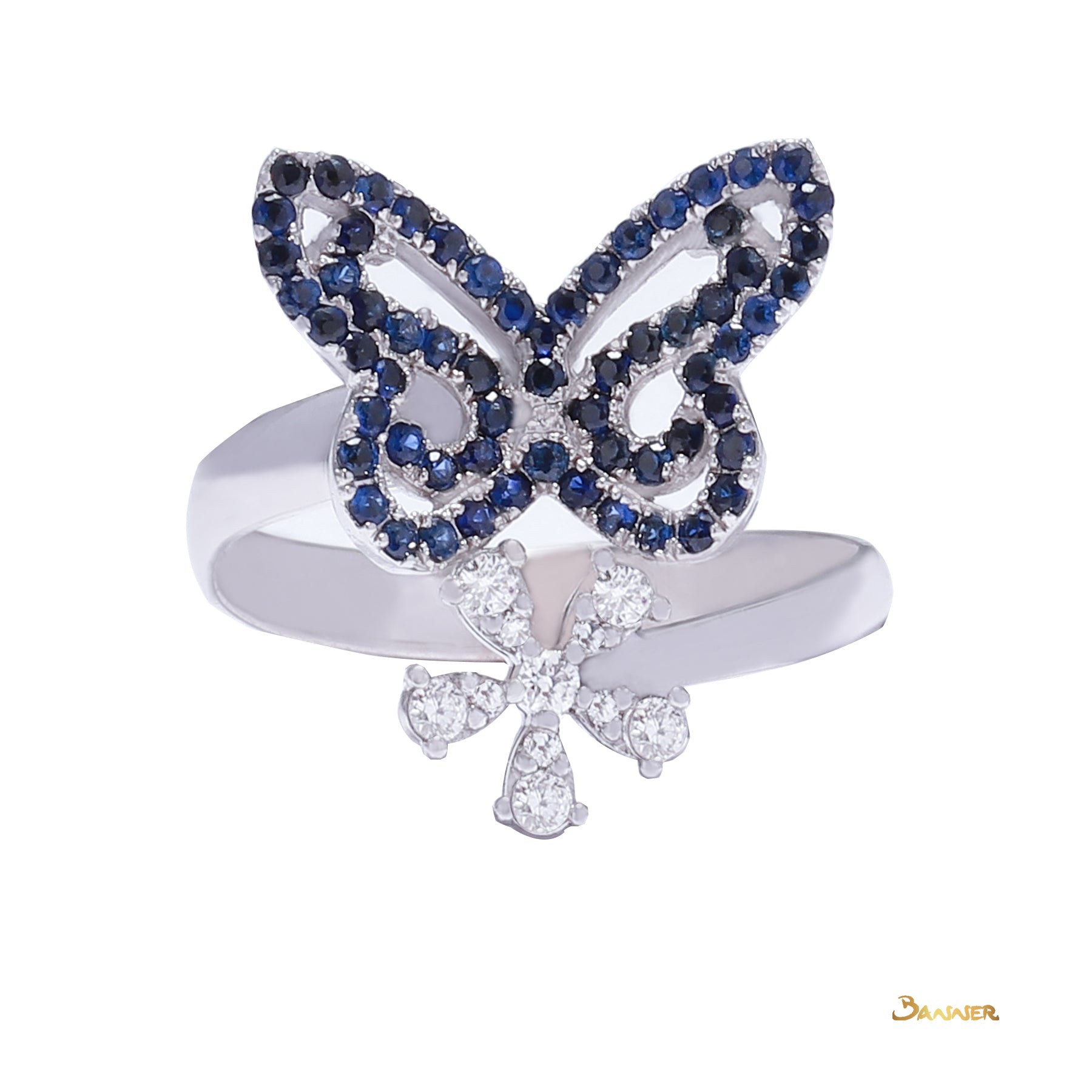 Sapphire and Diamond Butterfly Ring