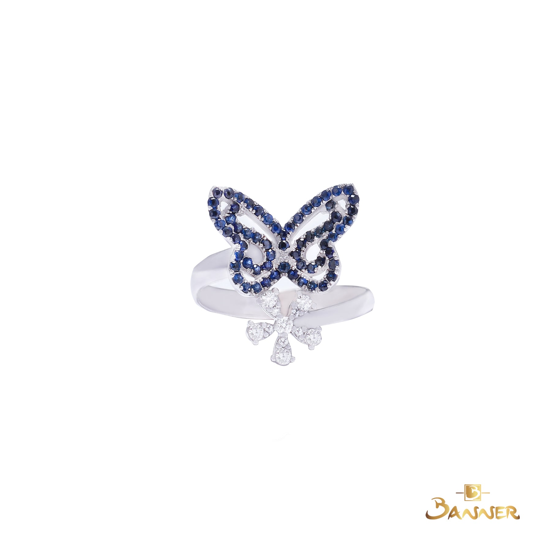 Sapphire and Diamond Butterfly Ring