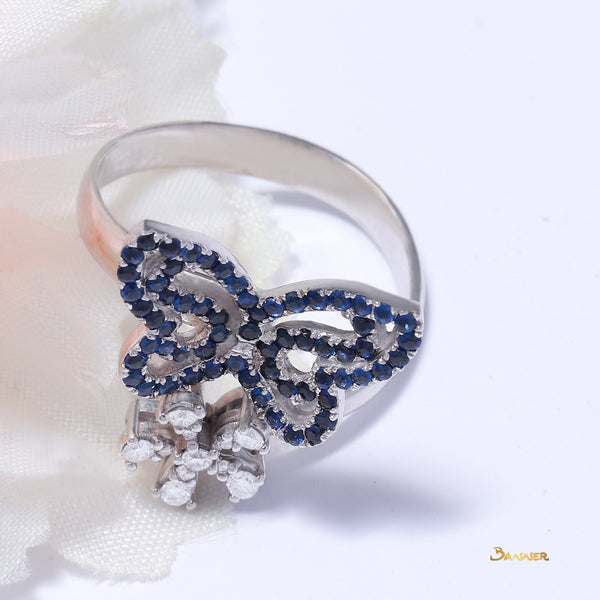 Sapphire and Diamond Butterfly Ring
