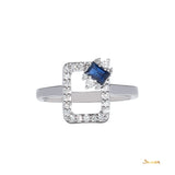 Emerald-cut Sapphire and Diamond Square Shape Ring