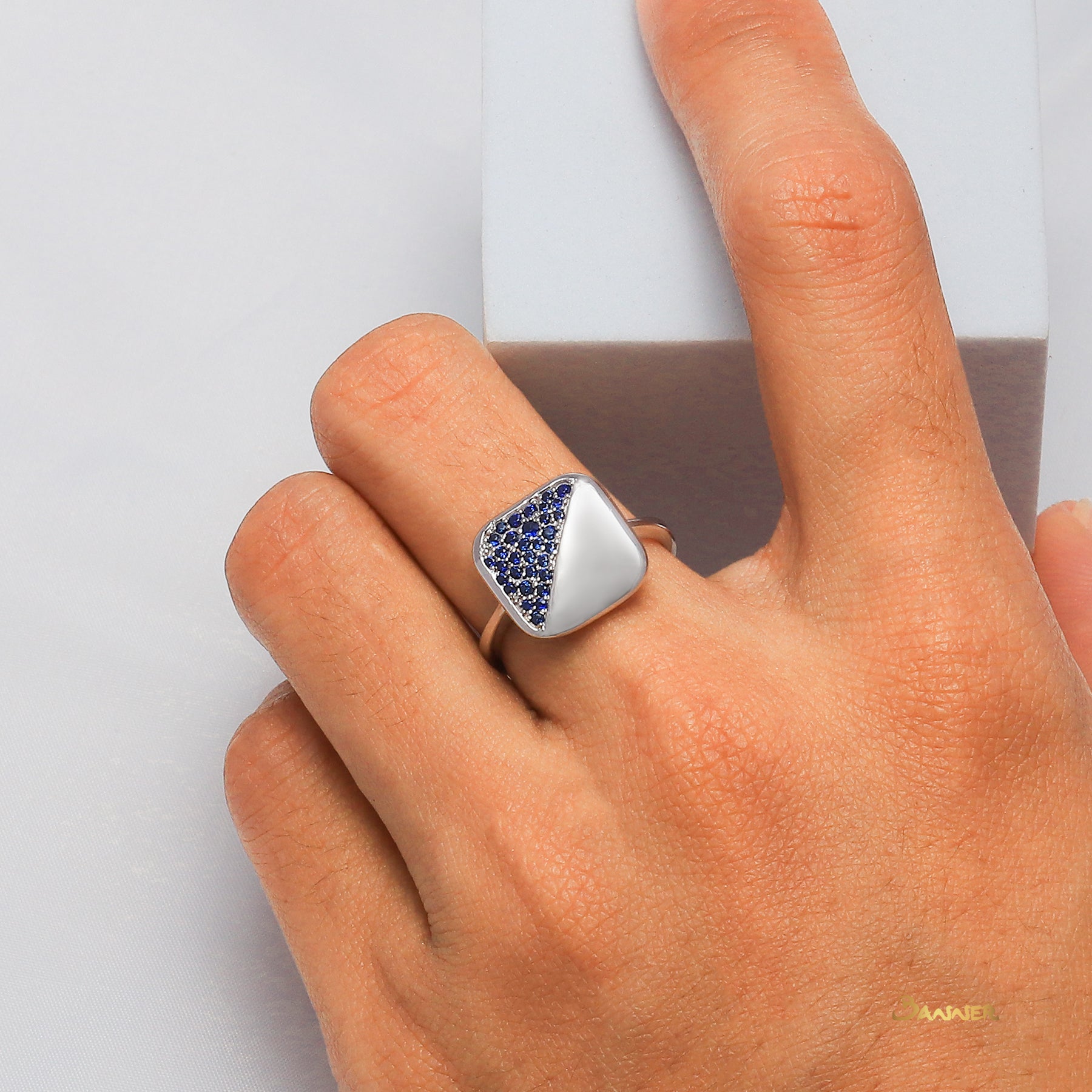 Sapphire Half Square Ring