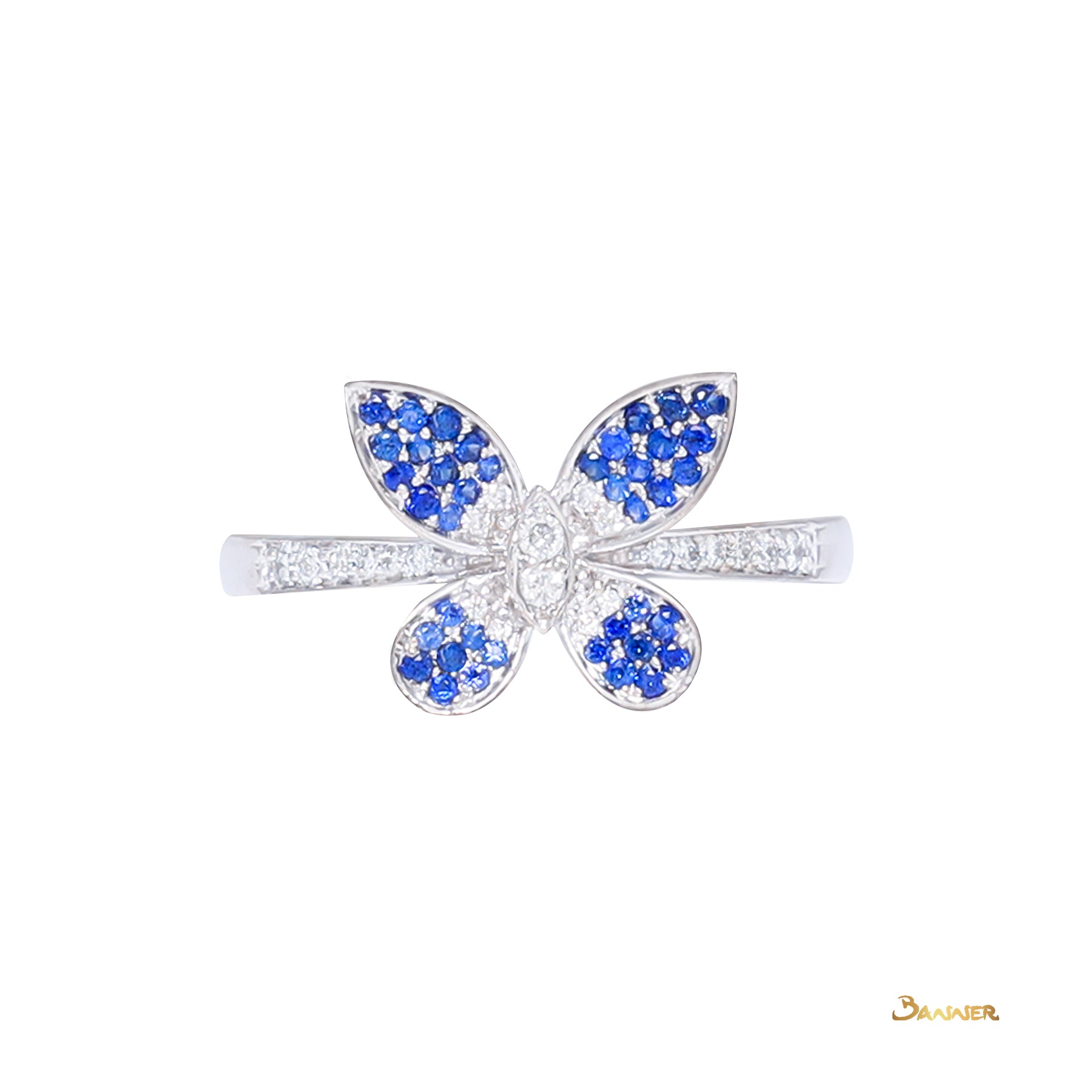 Sapphire and Diamond Butterfly Ring