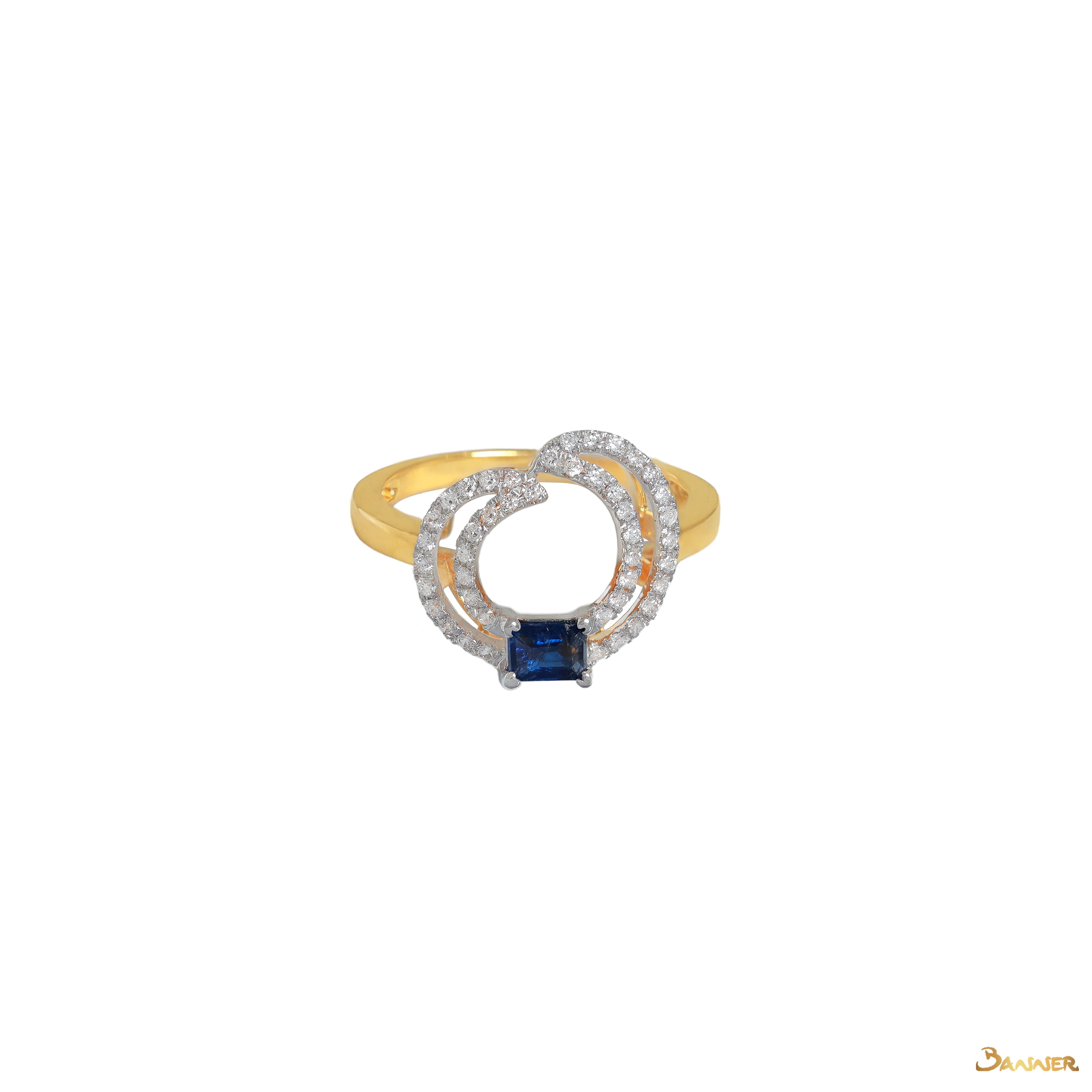 Sapphire and Diamond Double Helix Ring