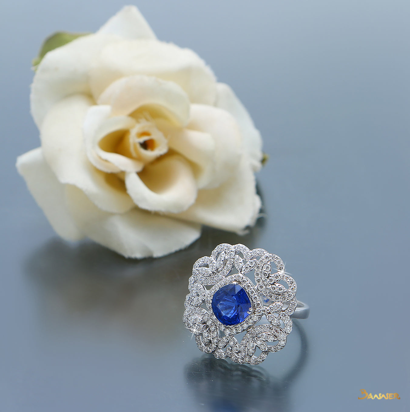 Sapphire and Diamond Elegant Kanote Ring