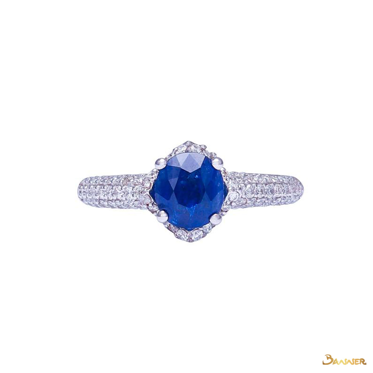 Sapphire and Diamond Micropave Setting Ring