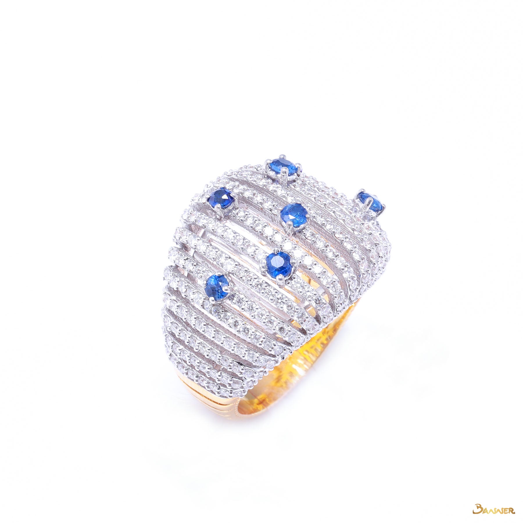 Sapphire and Diamond Starry Night Ring