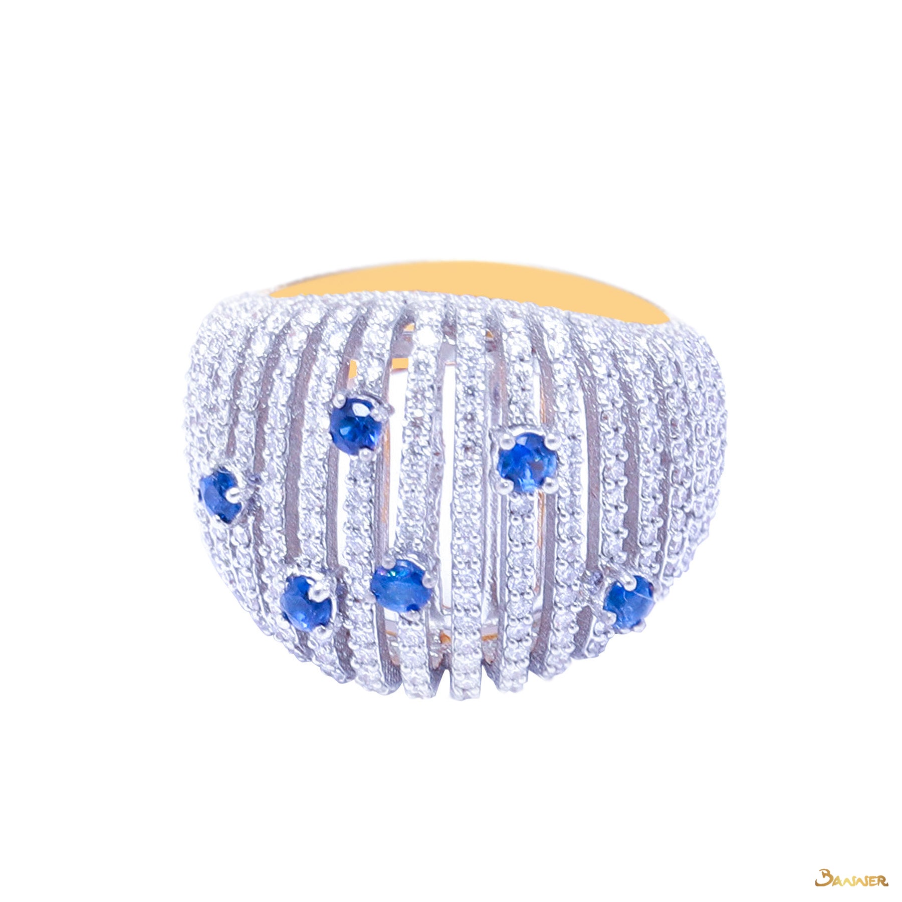 Sapphire and Diamond Starry Night Ring