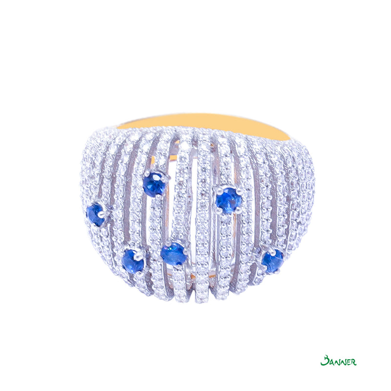 Sapphire and Diamond Starry Night Ring