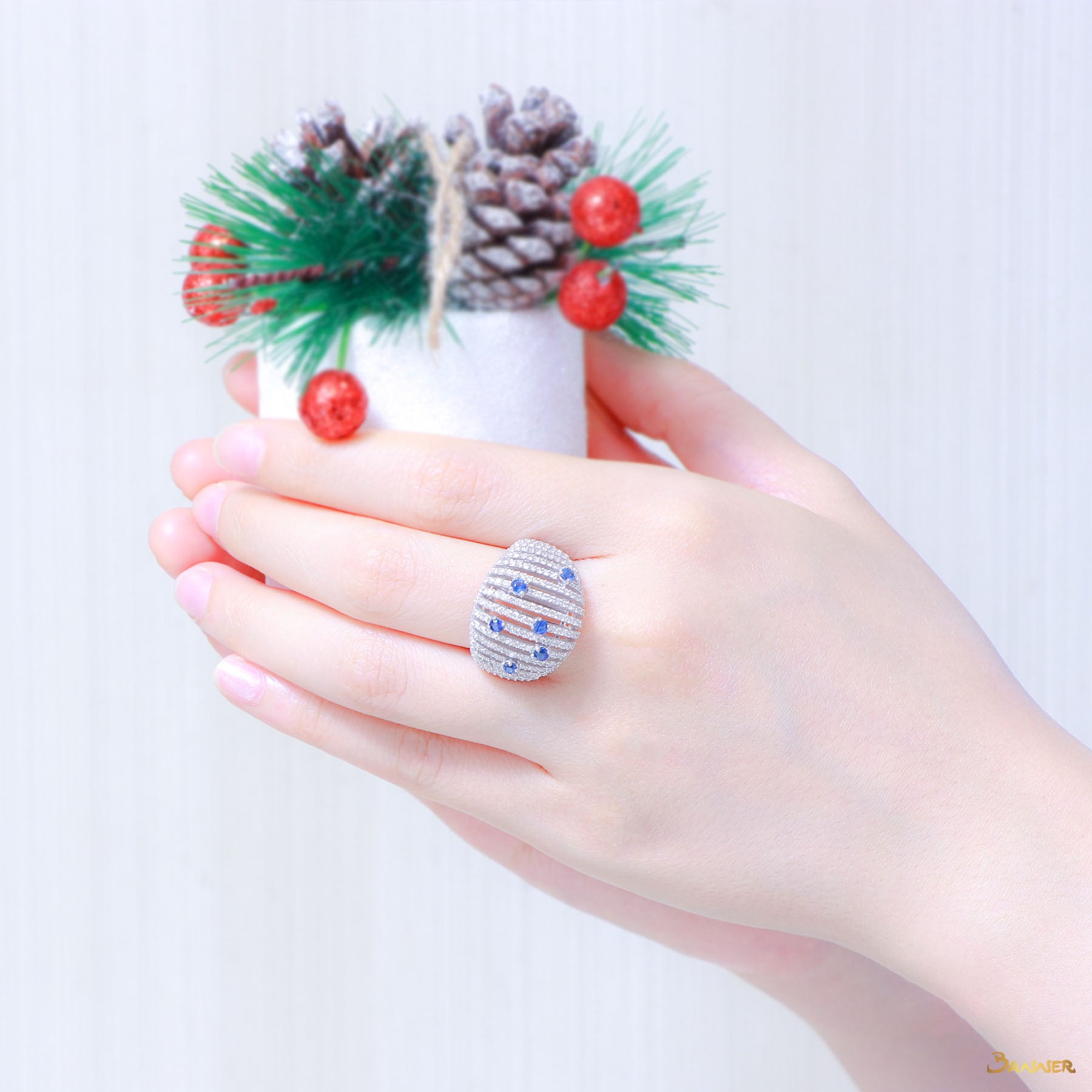 Sapphire and Diamond Starry Night Ring