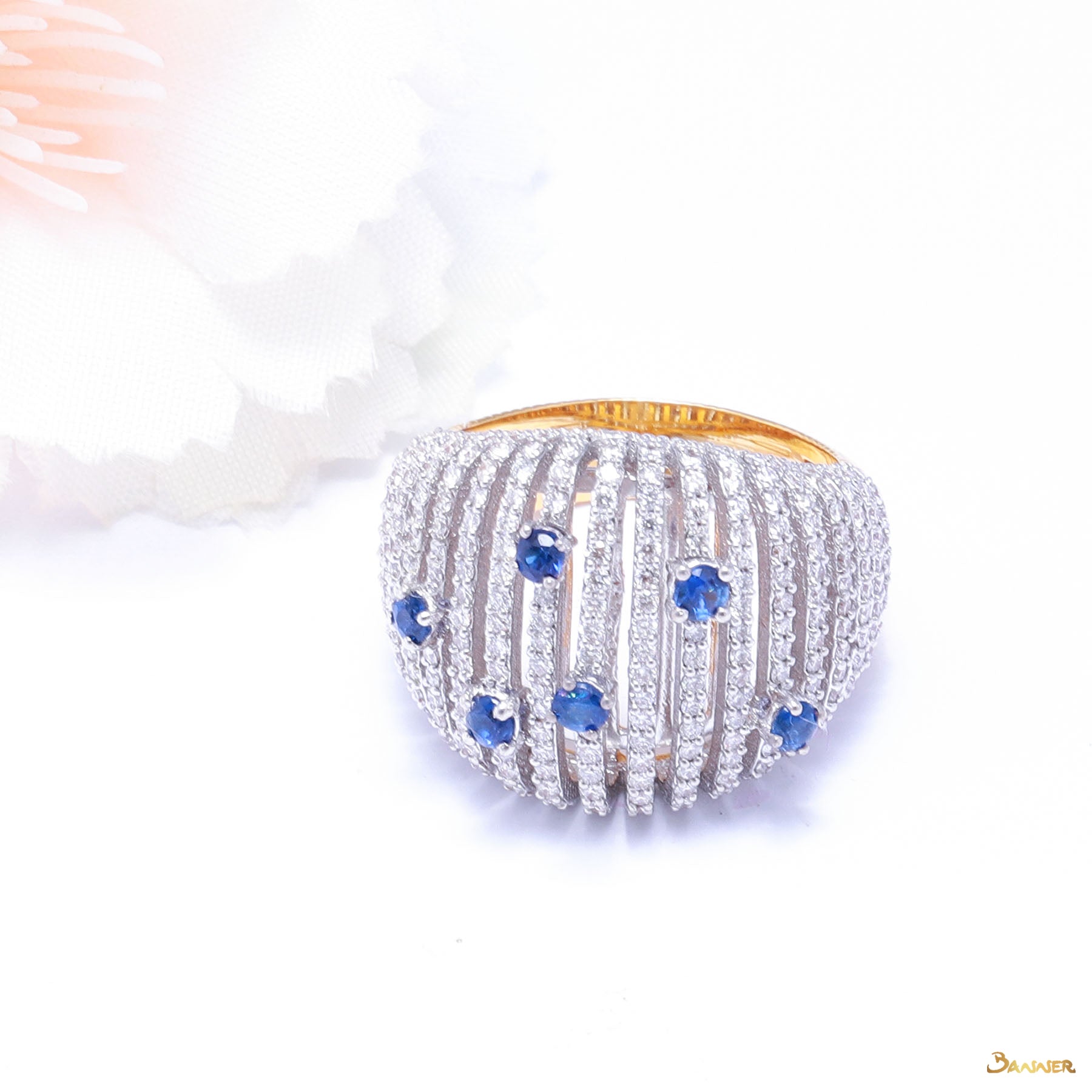 Sapphire and Diamond Starry Night Ring