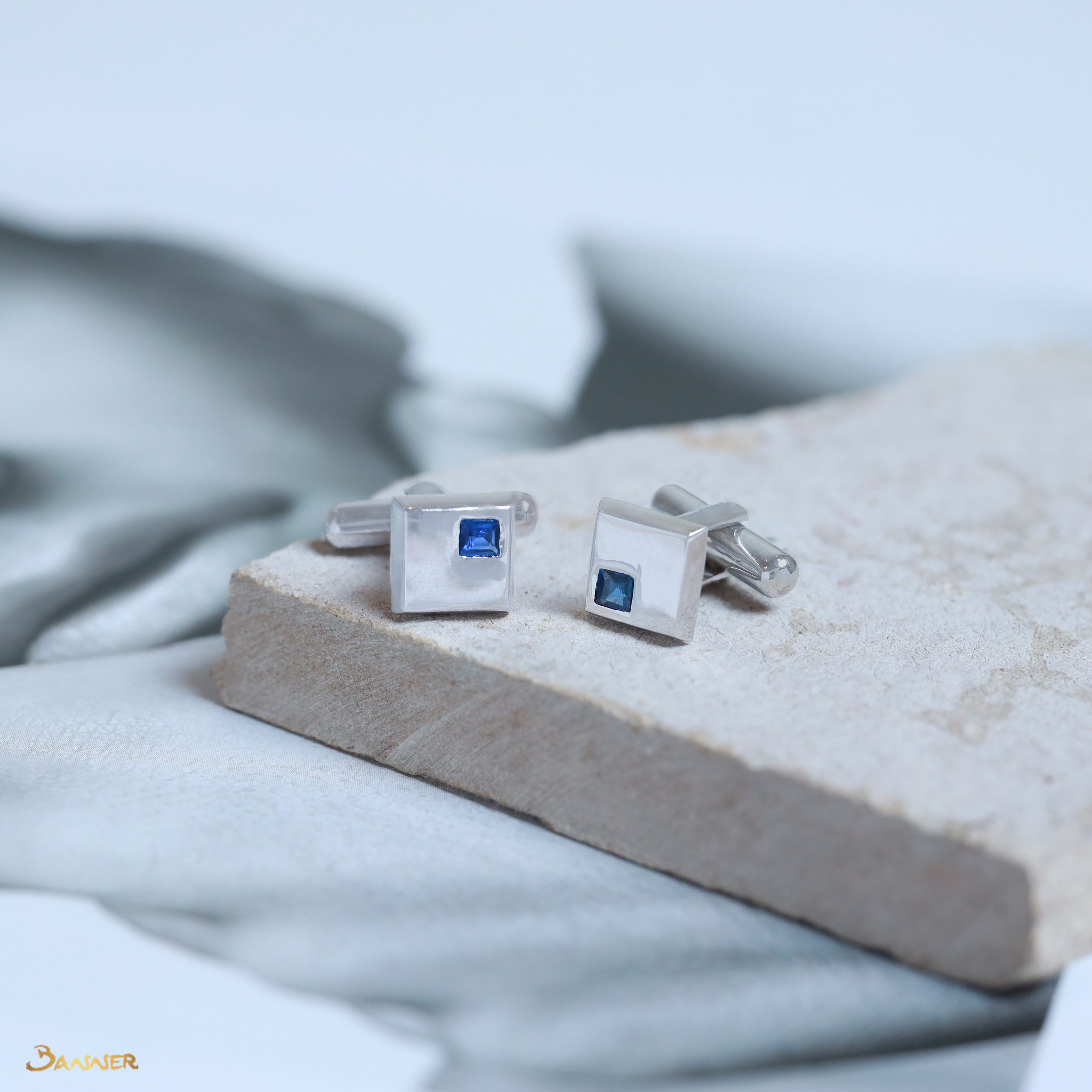 Sapphire Emerald-cut Shirt Cufflinks