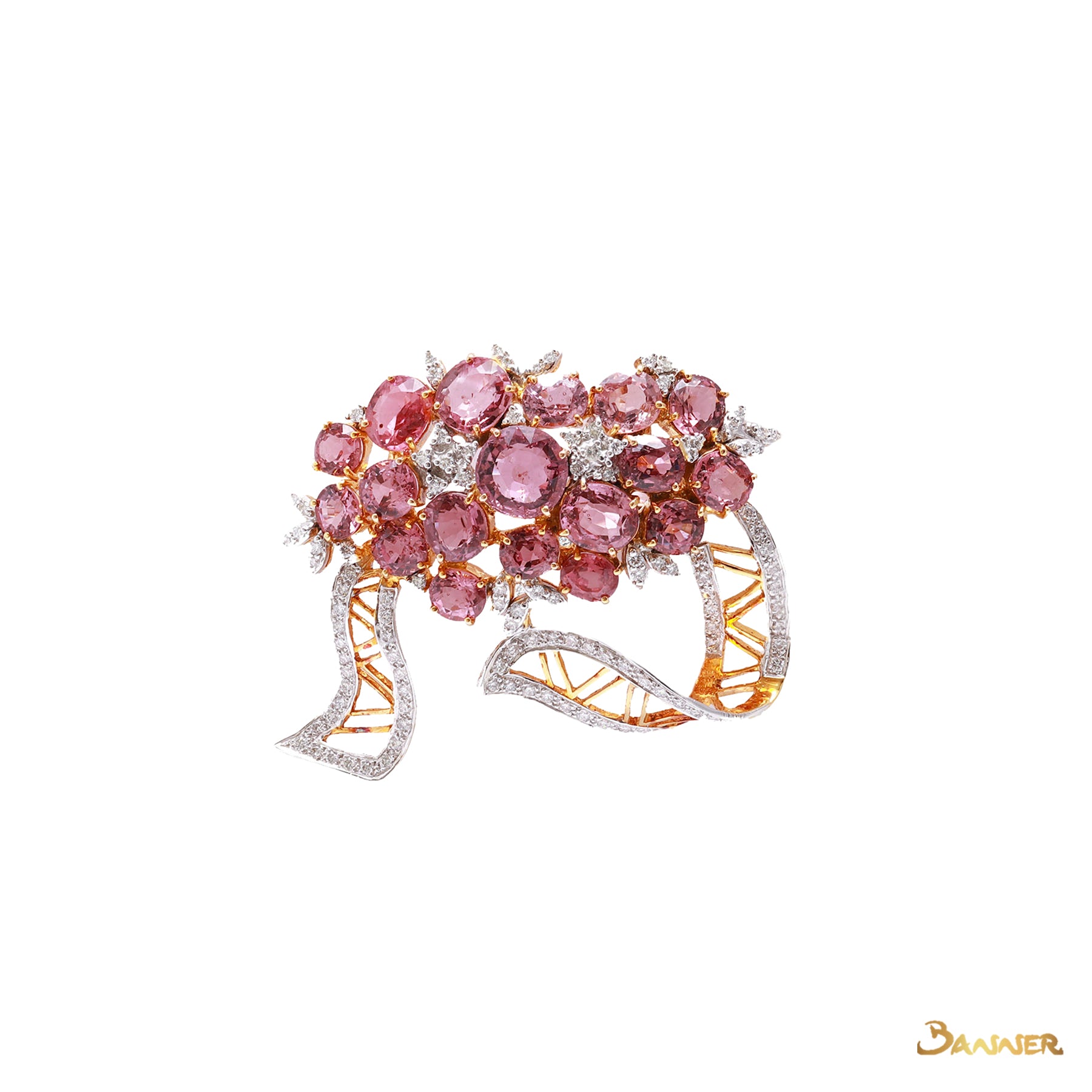 Pink Spinel and Diamond Brooch