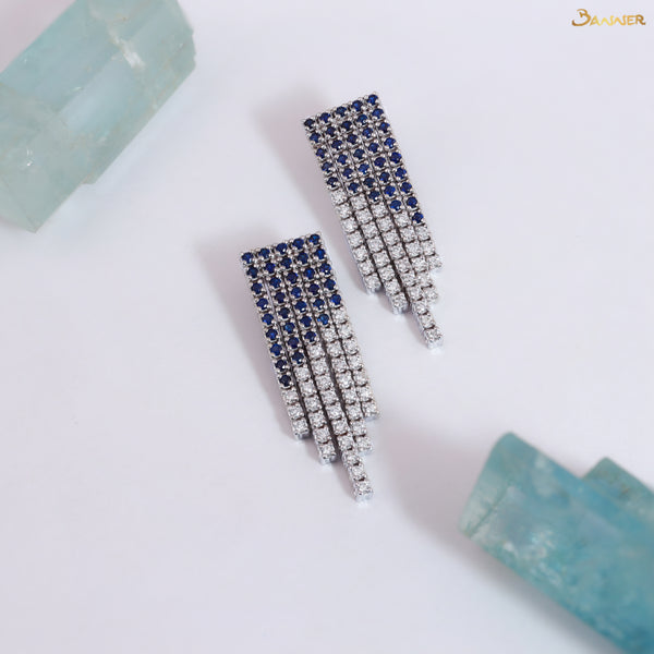 Sapphire and Diamond 5 Roll Dangle Earrings