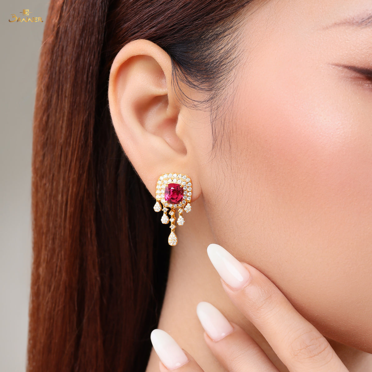 Tourmaline and Diamond Double Halo Dangle Earrings