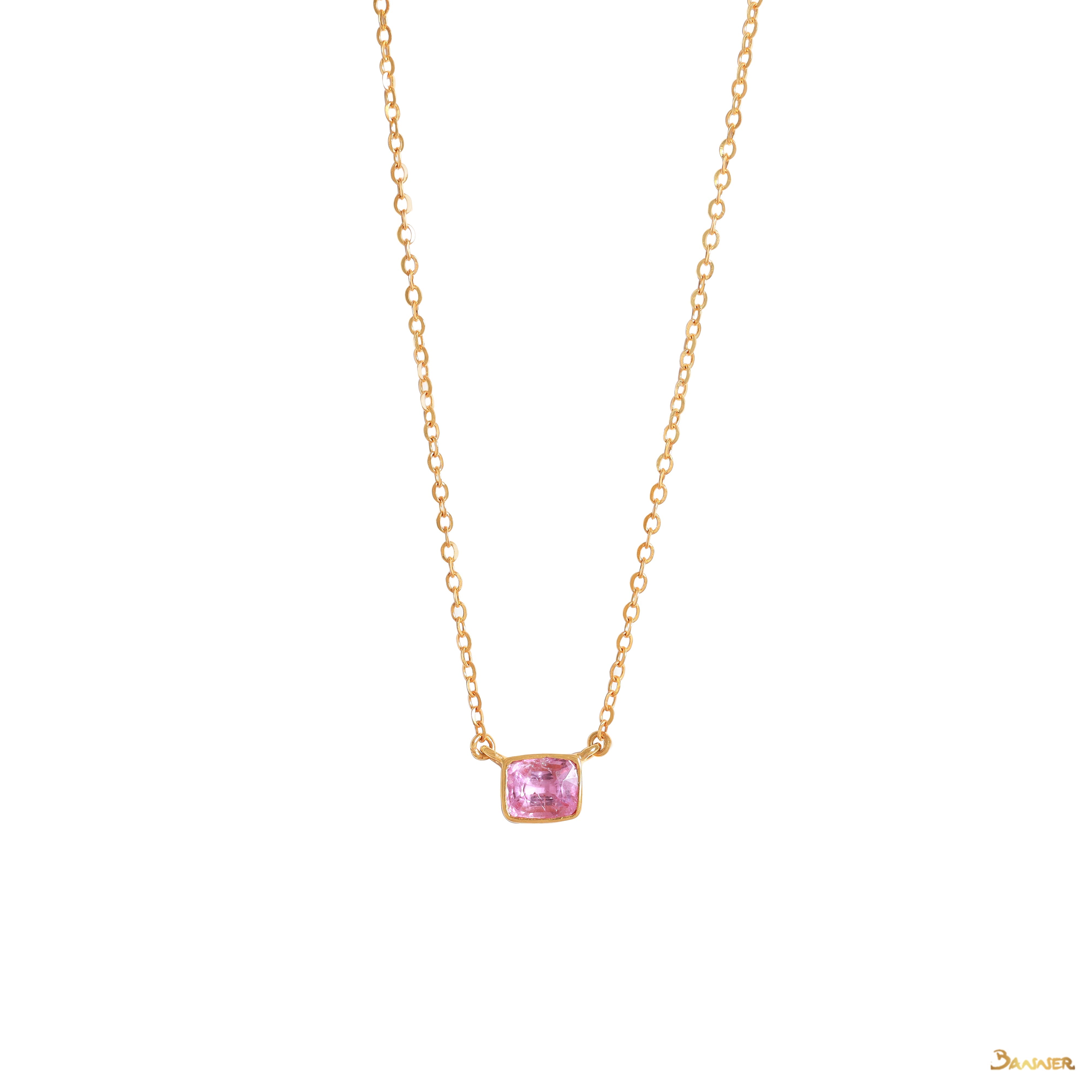 Pink Tourmaline Solitaire Necklace