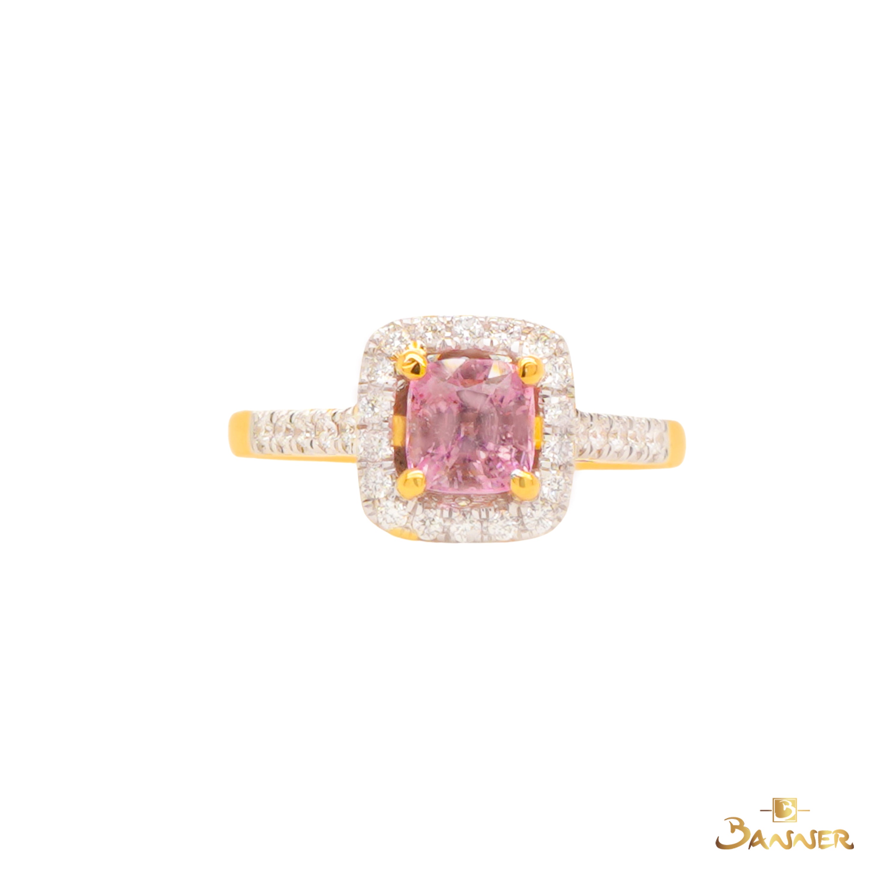 Pink Tourmaline and Diamond Halo Ring