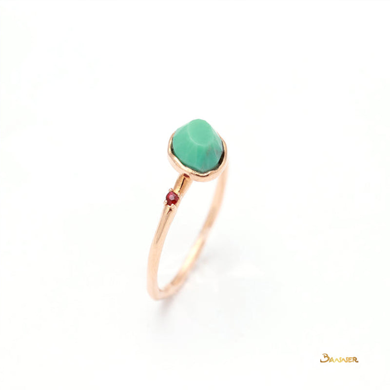 Green Turquoise and Ruby Ring