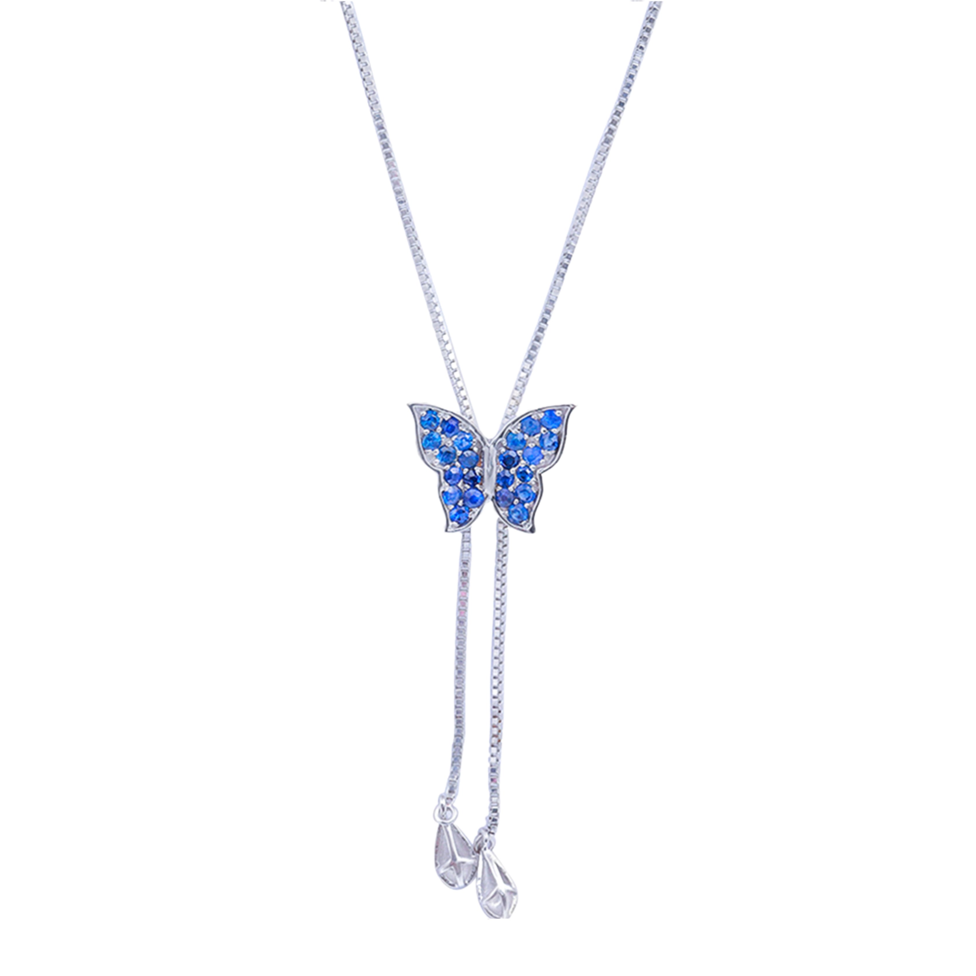 Sapphire Butterfly Adjustable Necklace