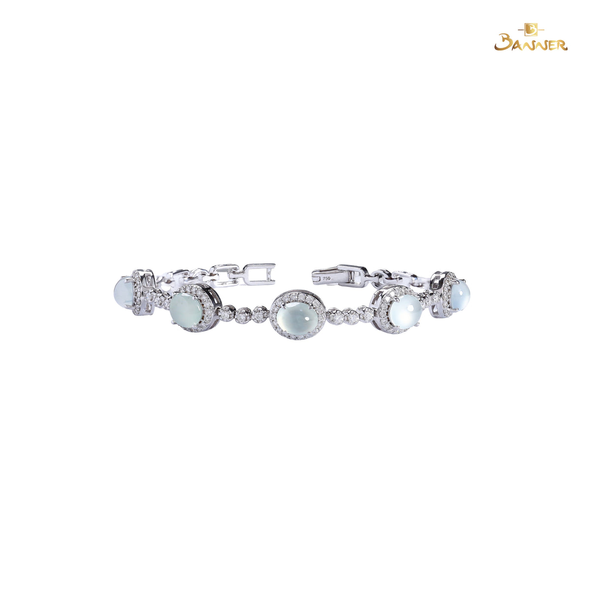 White Jade and Diamond Bracelet