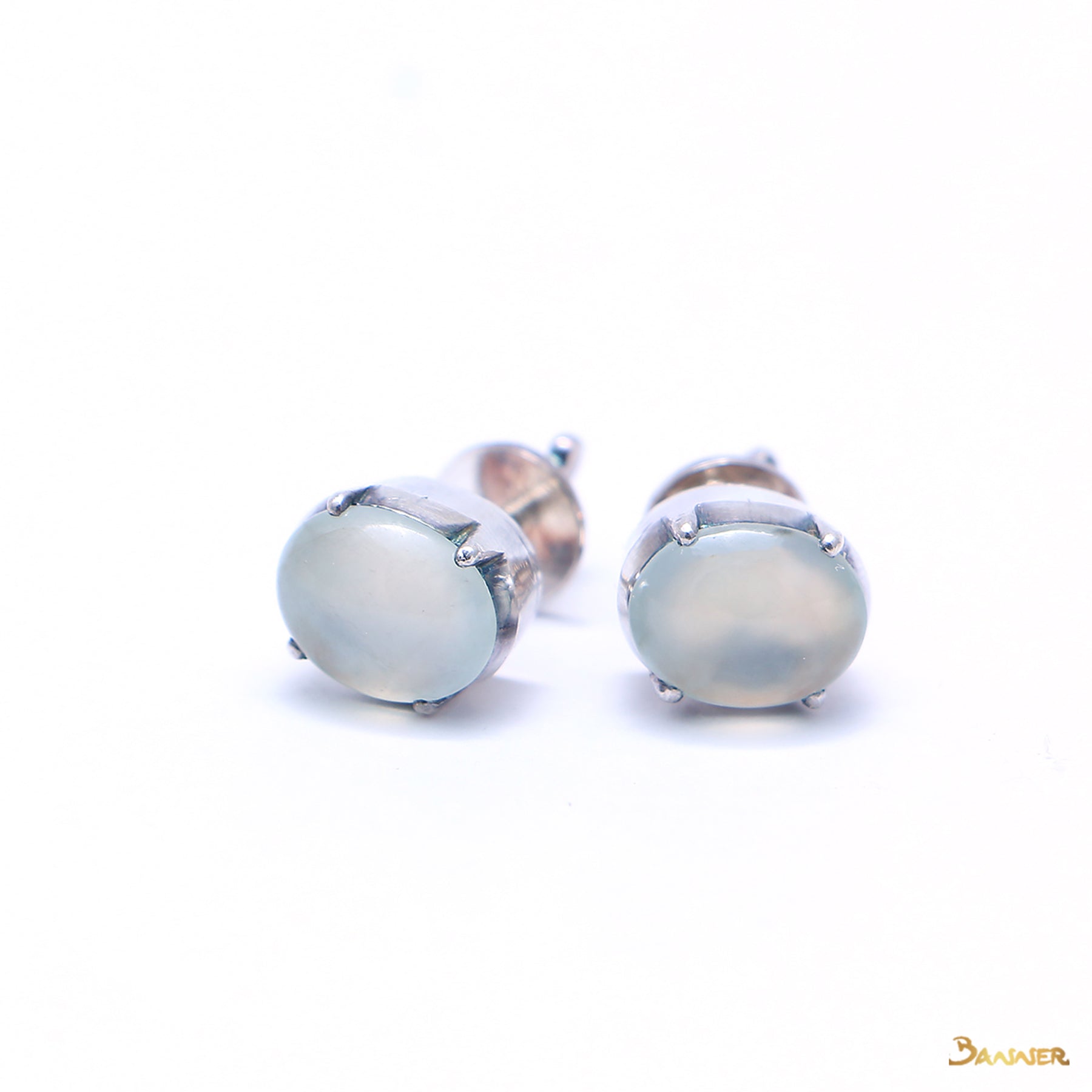 White Jade Stud Earrings