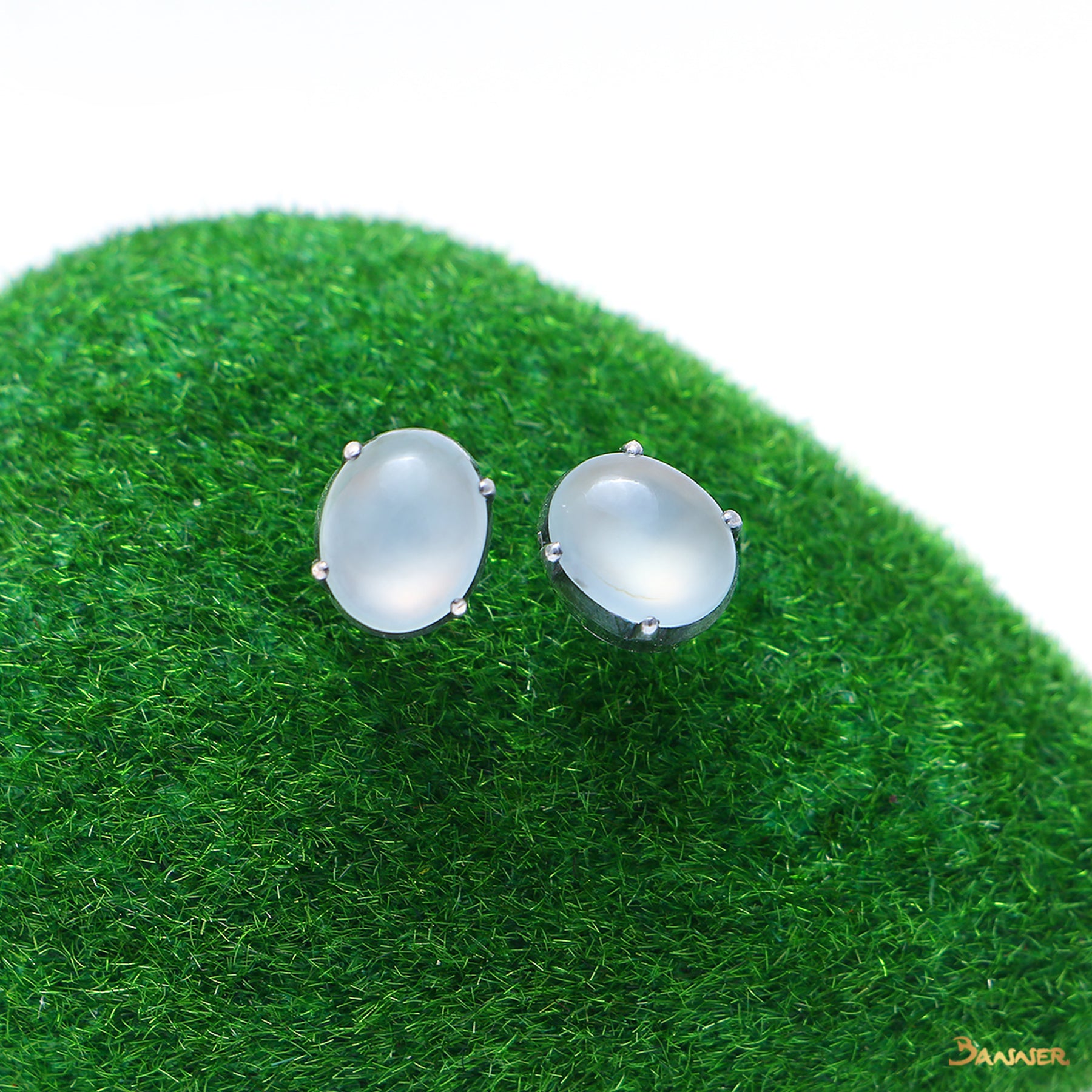 White Jade Stud Earrings